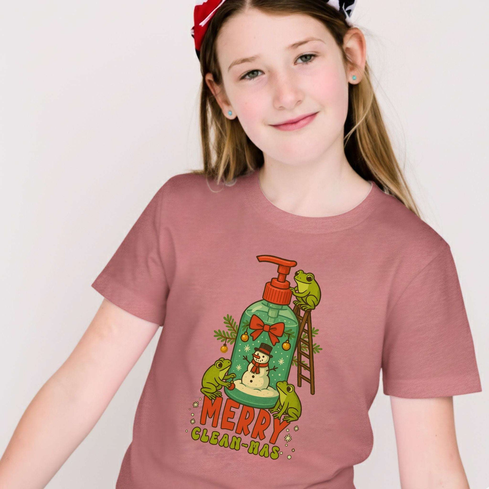 Merry Clean-mas Youth T-Shirt – Funny Frog & Holiday Soap Squad