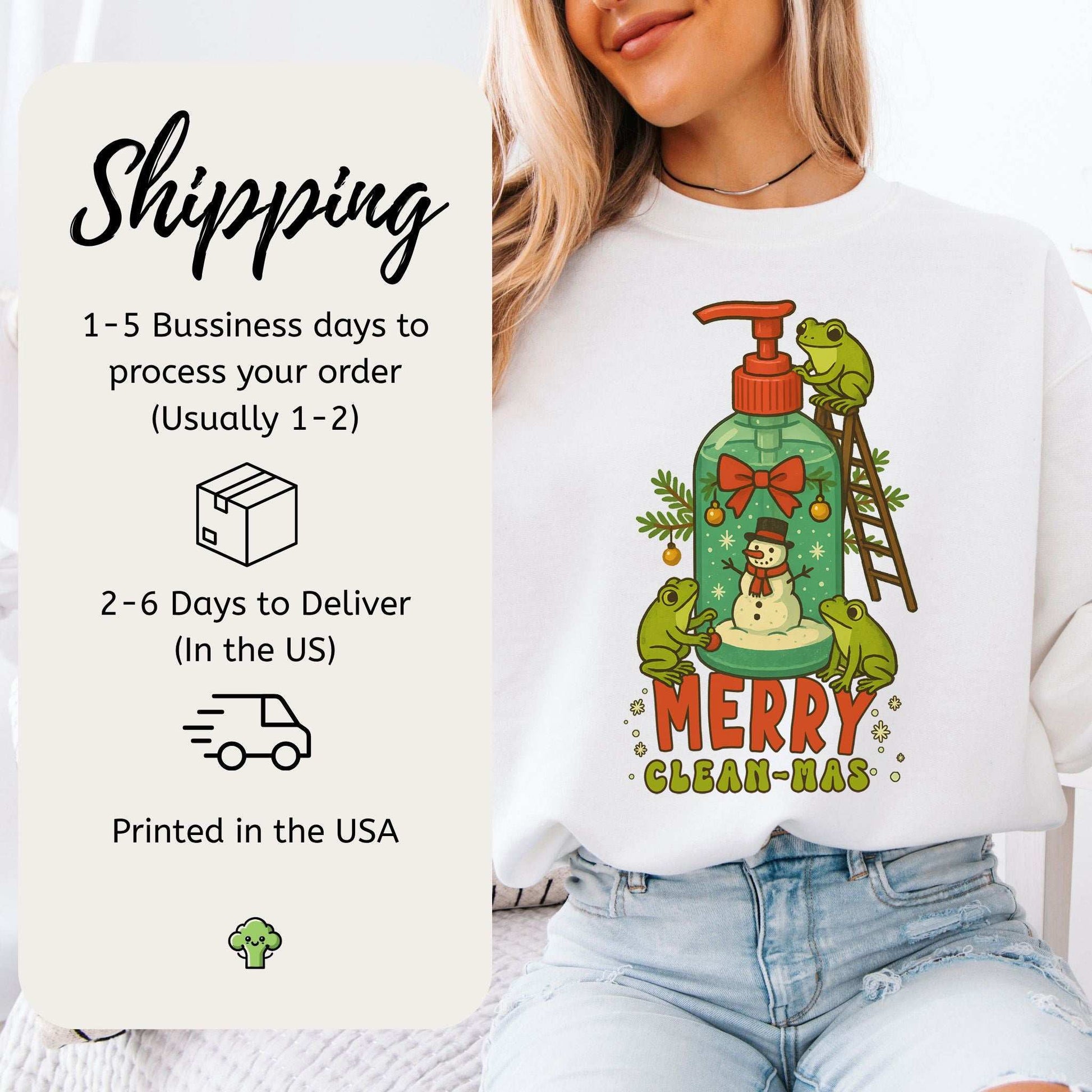Merry Clean-mas Sweatshirt – Funny Frog & Hand Soap Holiday Gift