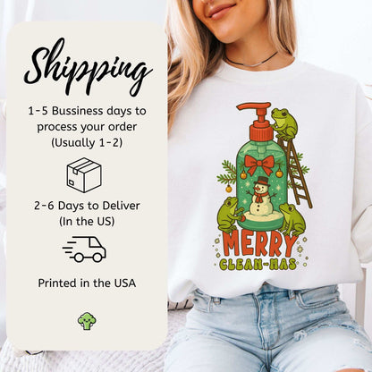 Merry Clean-mas Sweatshirt – Funny Frog & Hand Soap Holiday Gift