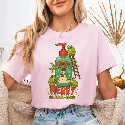 Merry Clean-mas T-Shirt – Funny Frog & Hand Soap Christmas Tee