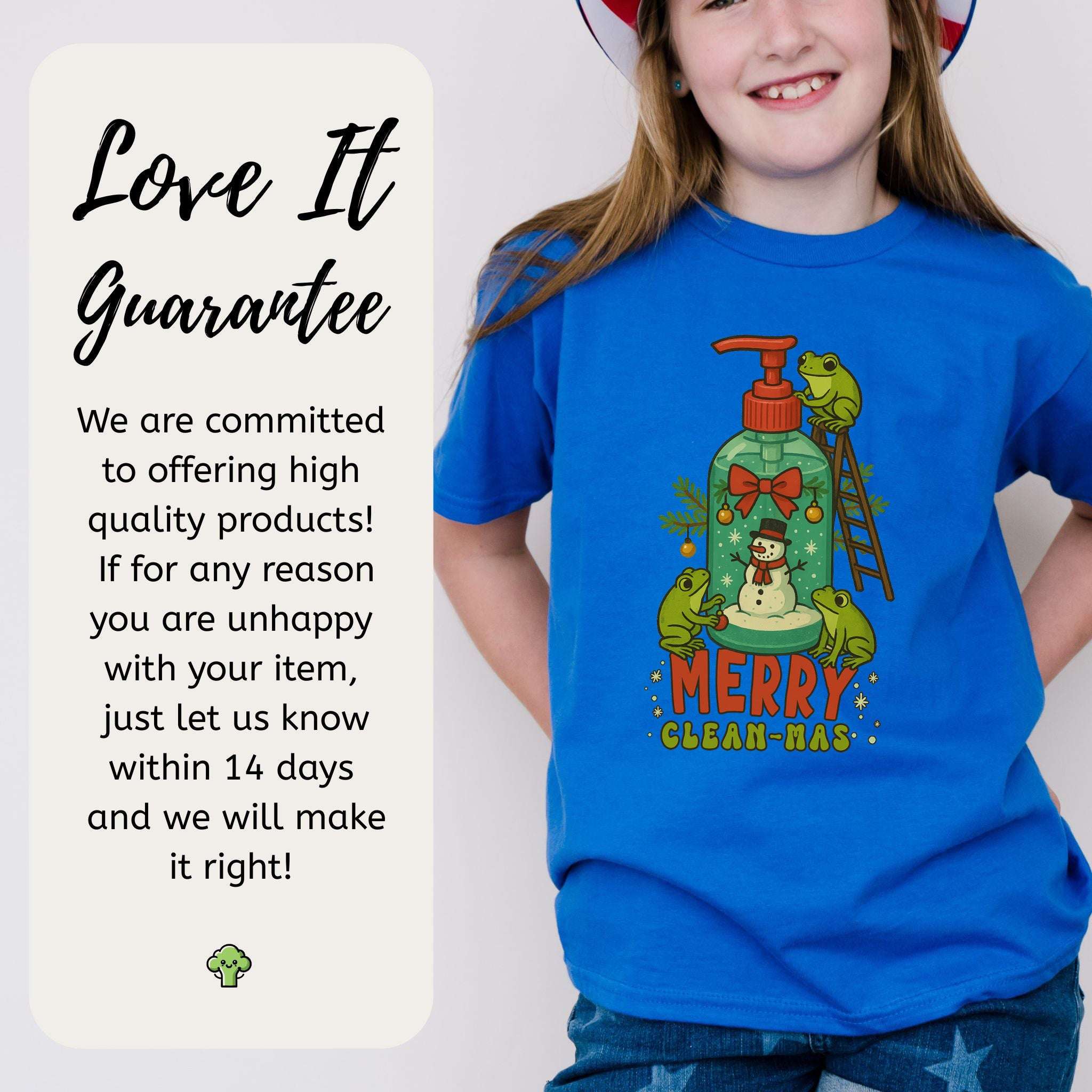 Merry Clean-mas Youth T-Shirt – Funny Frog & Holiday Soap Squad