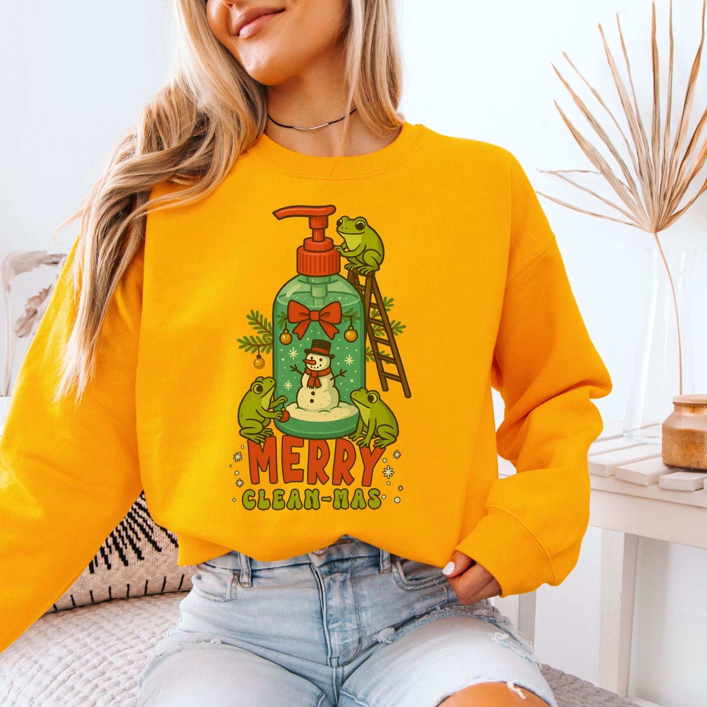 Merry Clean-mas Sweatshirt – Funny Frog & Hand Soap Holiday Gift