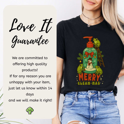 Merry Clean-mas T-Shirt – Funny Frog & Hand Soap Christmas Tee