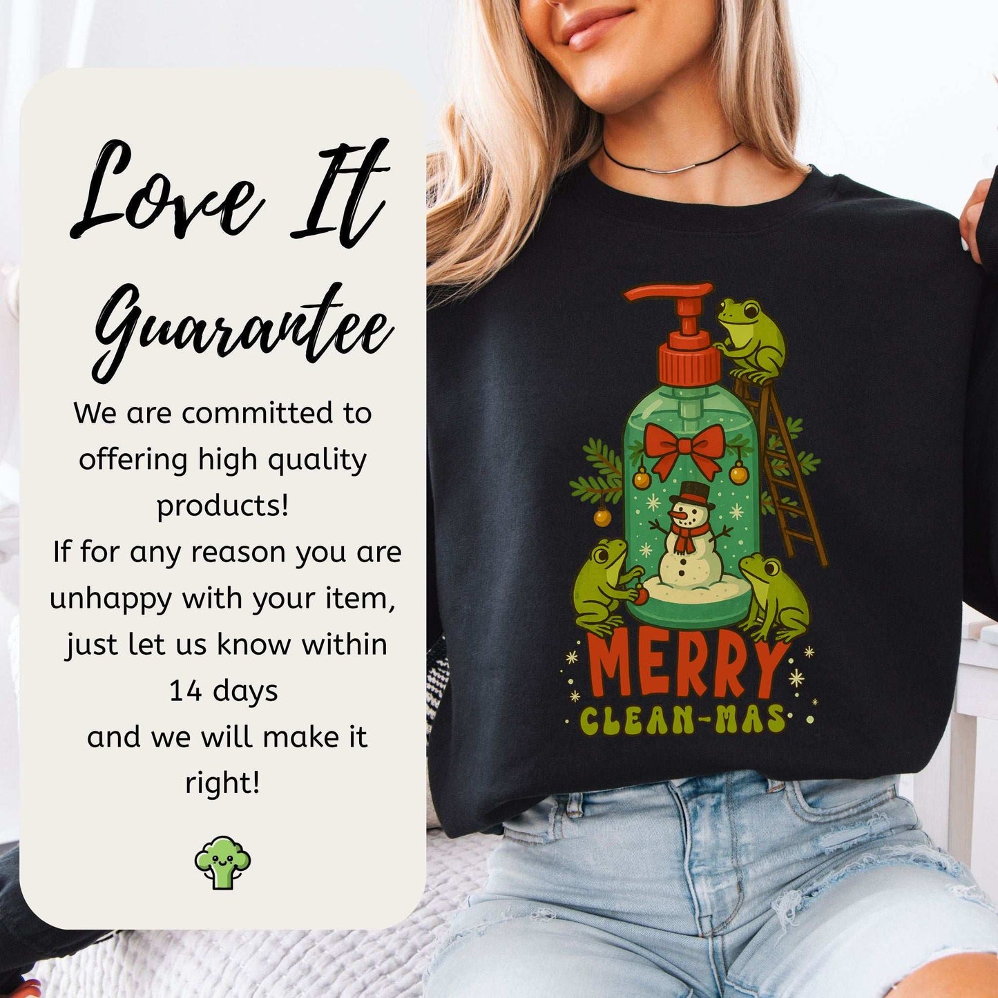 Merry Clean-mas Sweatshirt – Funny Frog & Hand Soap Holiday Gift