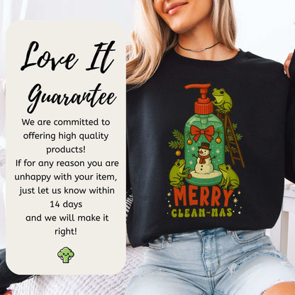 Merry Clean-mas Sweatshirt – Funny Frog & Hand Soap Holiday Gift