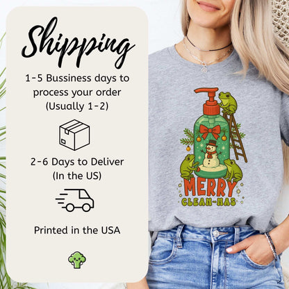 Merry Clean-mas T-Shirt – Funny Frog & Hand Soap Christmas Tee