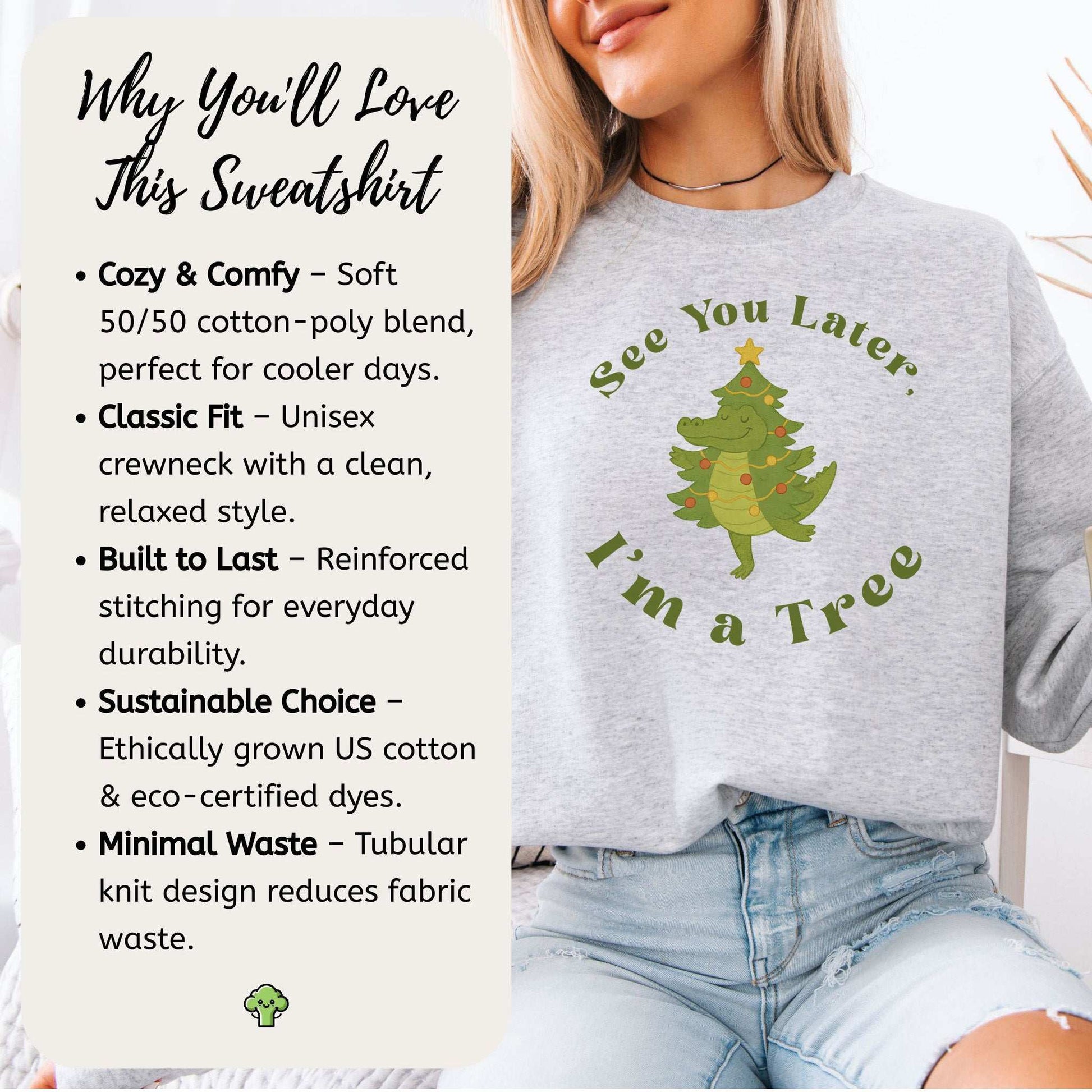 Merry Croc Tree Sweatshirt – Funny Alligator Christmas Tree Vibes
