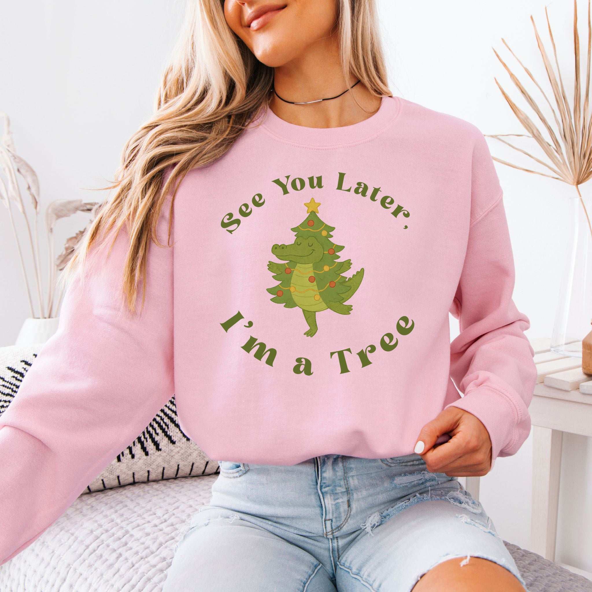 Merry Croc Tree Sweatshirt – Funny Alligator Christmas Tree Vibes