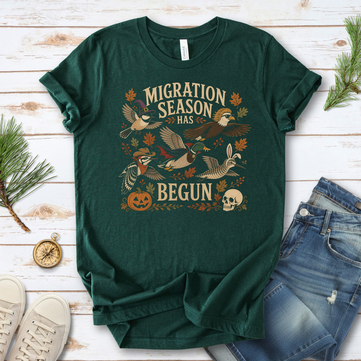 Migration Season Has Begun Halloween Bird Nerd Birdwatching T-Shirt