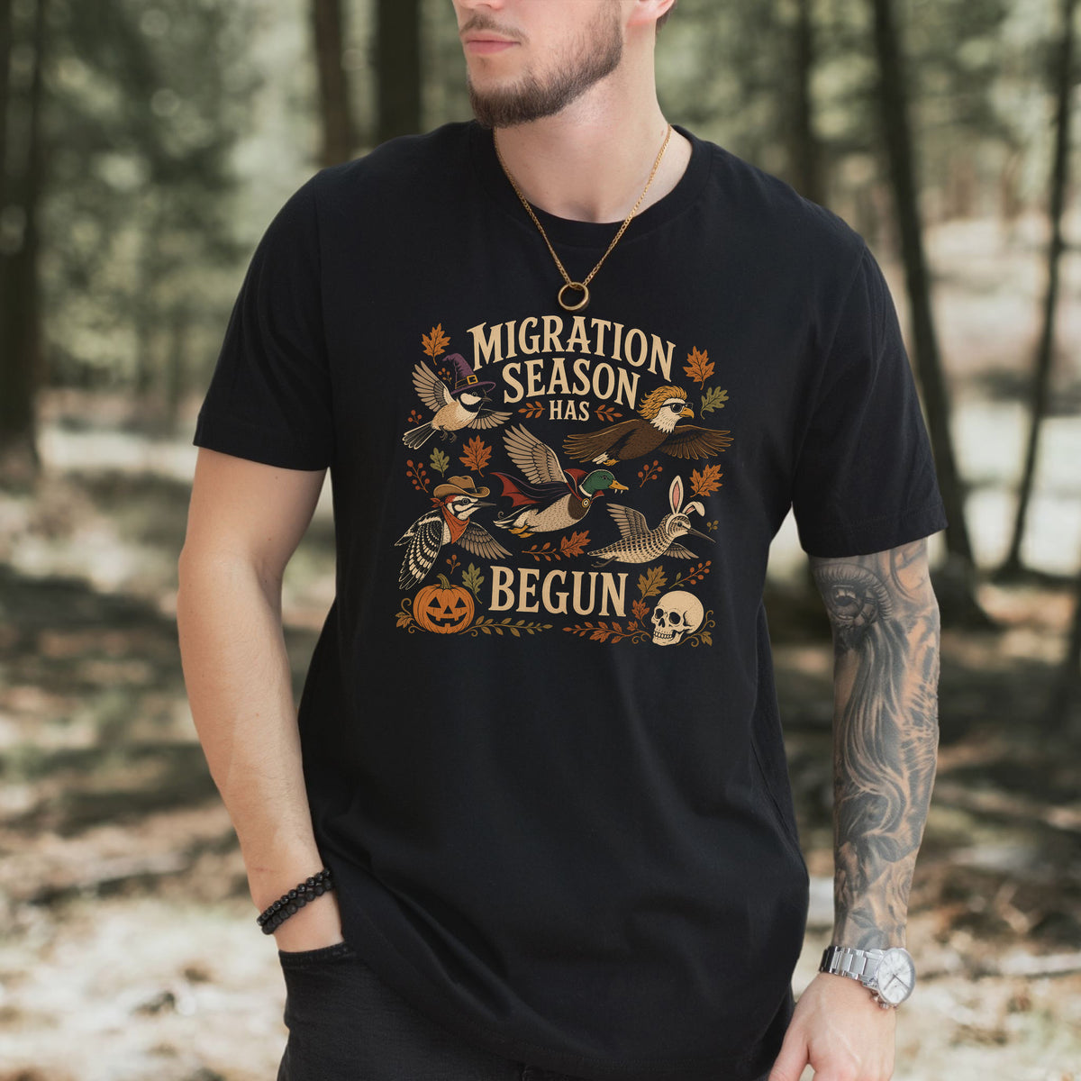 Migration Season Has Begun Halloween Bird Nerd Birdwatching T-Shirt