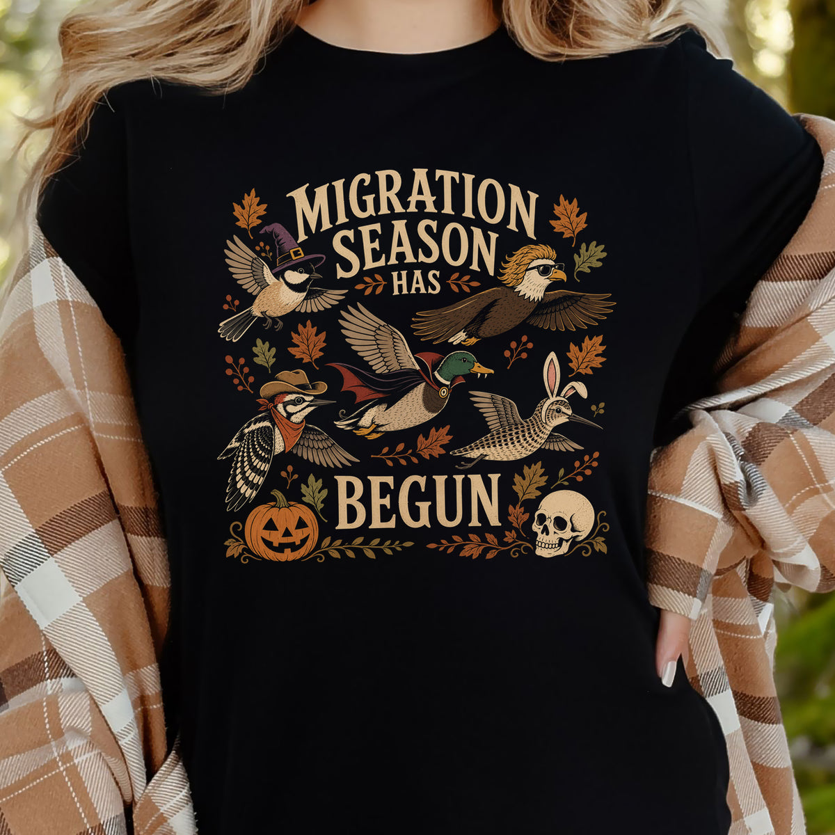 Migration Season Has Begun Halloween Bird Nerd Birdwatching T-Shirt