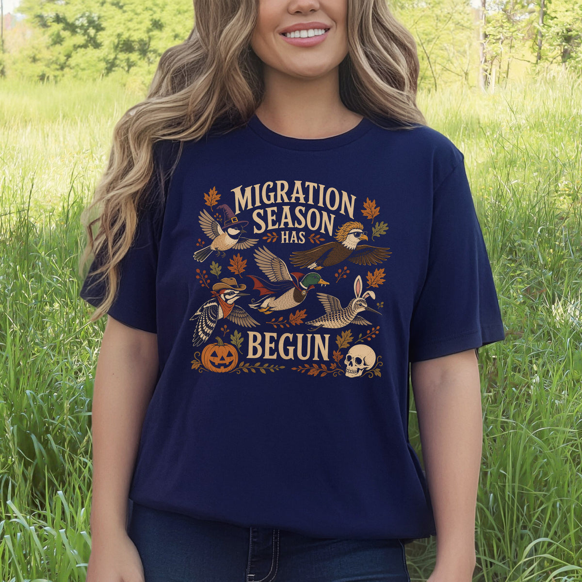 Migration Season Has Begun Halloween Bird Nerd Birdwatching T-Shirt