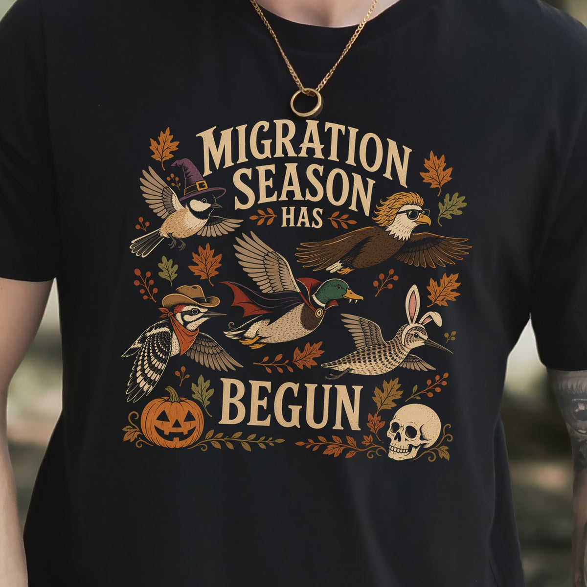Migration Season Has Begun Halloween Bird Nerd Birdwatching T-Shirt