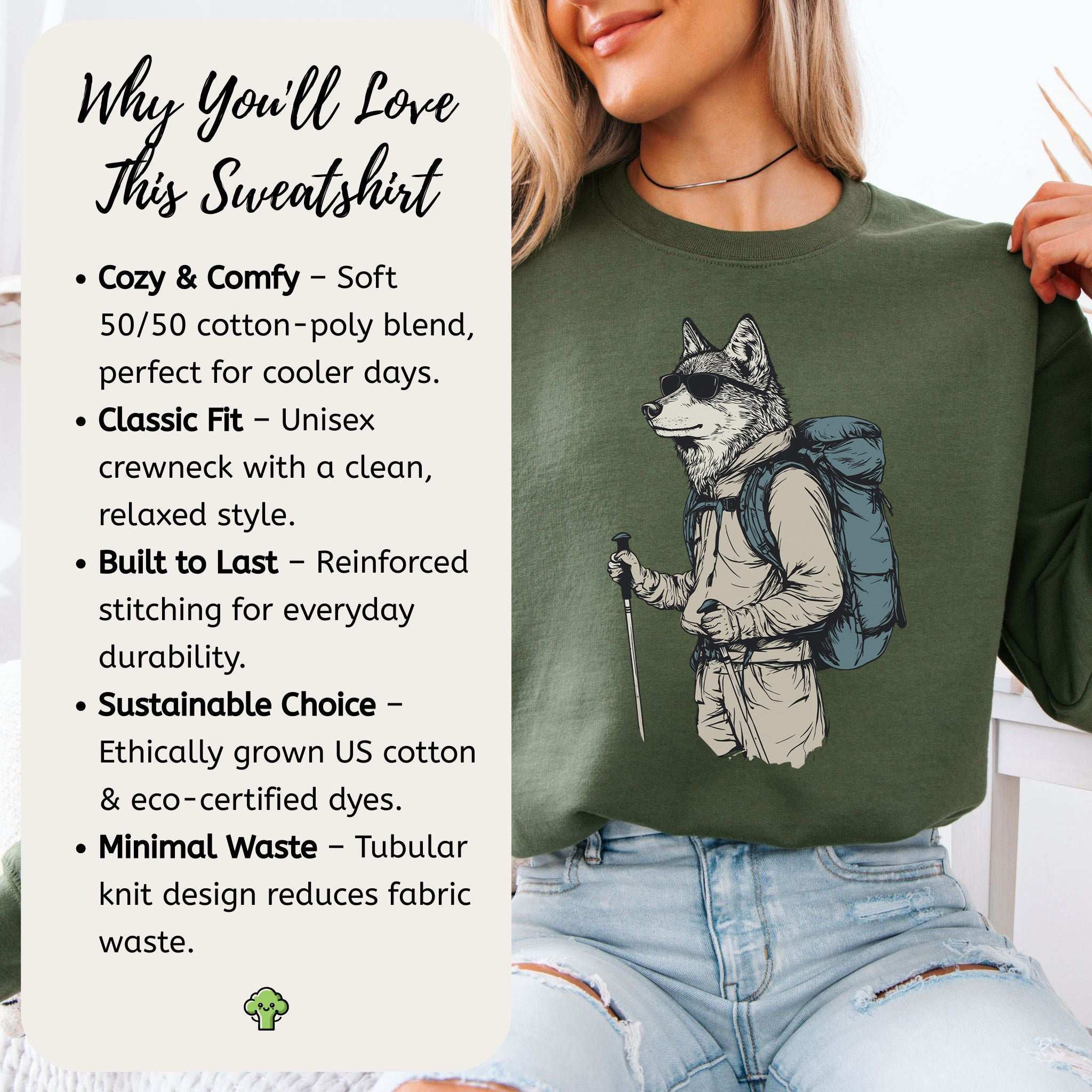Hiking Wolf Sweatshirt – Funny Outdoor Gift for Trail Lovers & Wild Souls