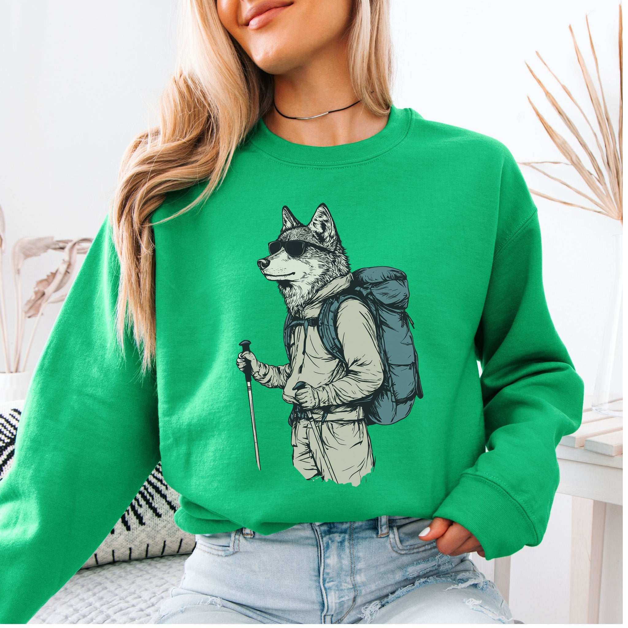Hiking Wolf Sweatshirt – Funny Outdoor Gift for Trail Lovers & Wild Souls