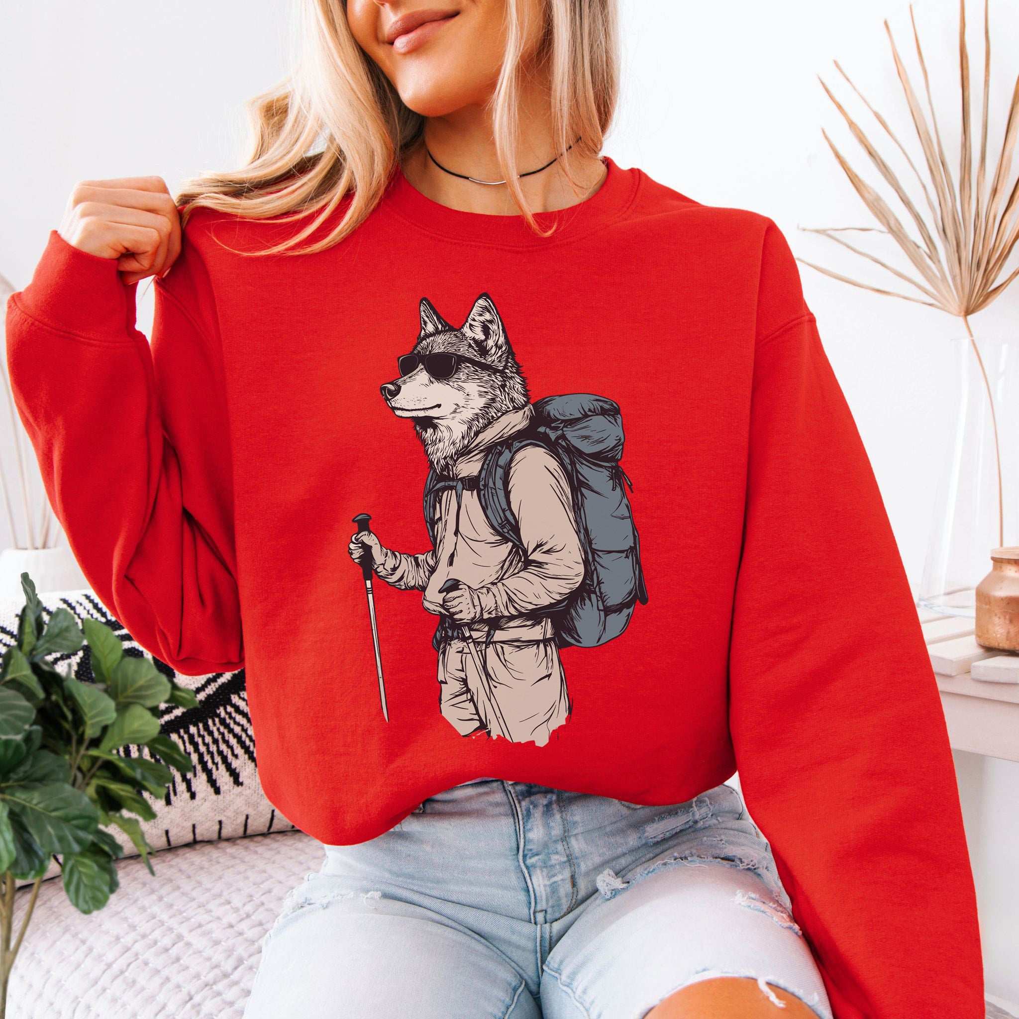 Hiking Wolf Sweatshirt – Funny Outdoor Gift for Trail Lovers & Wild Souls
