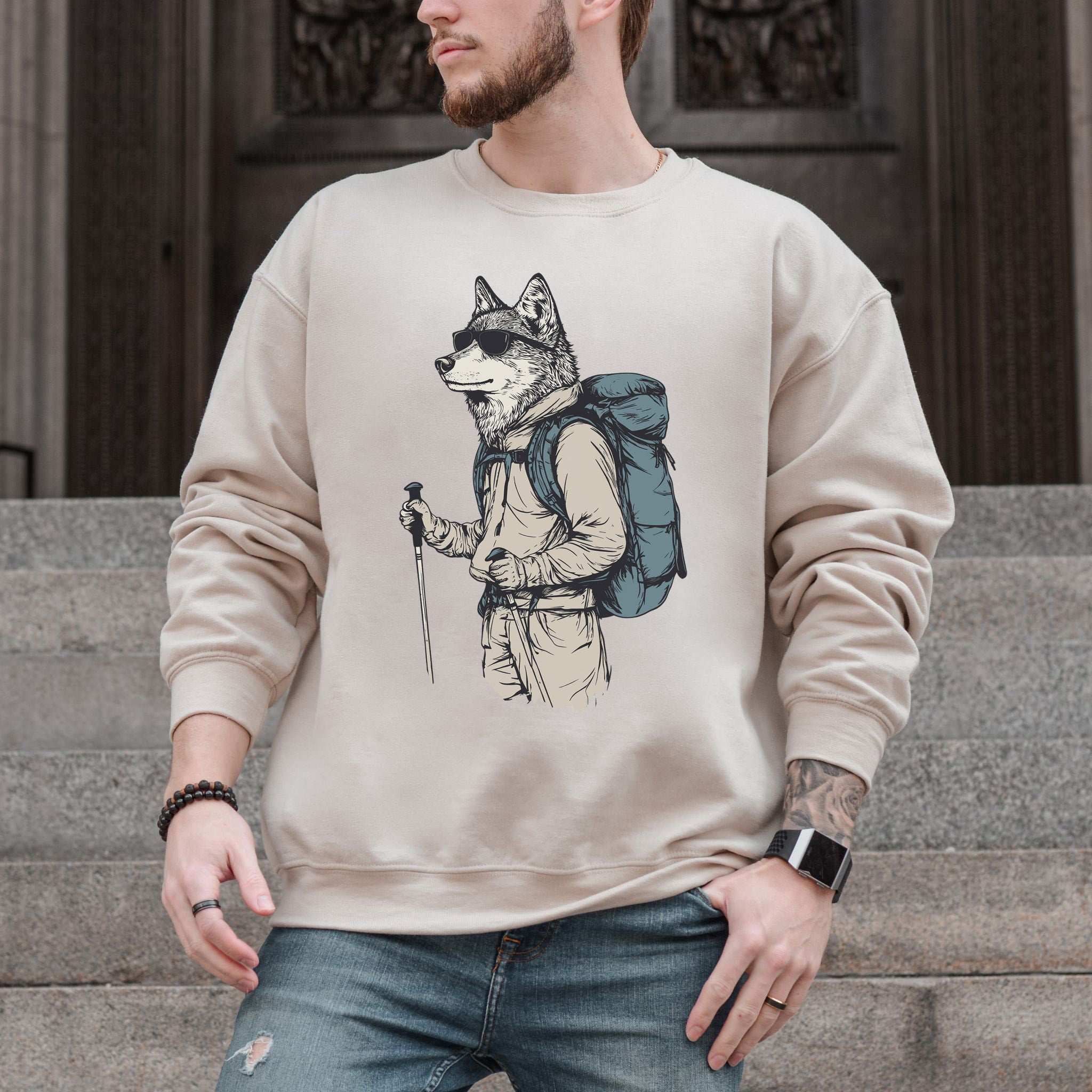 Hiking Wolf Sweatshirt – Funny Outdoor Gift for Trail Lovers & Wild Souls