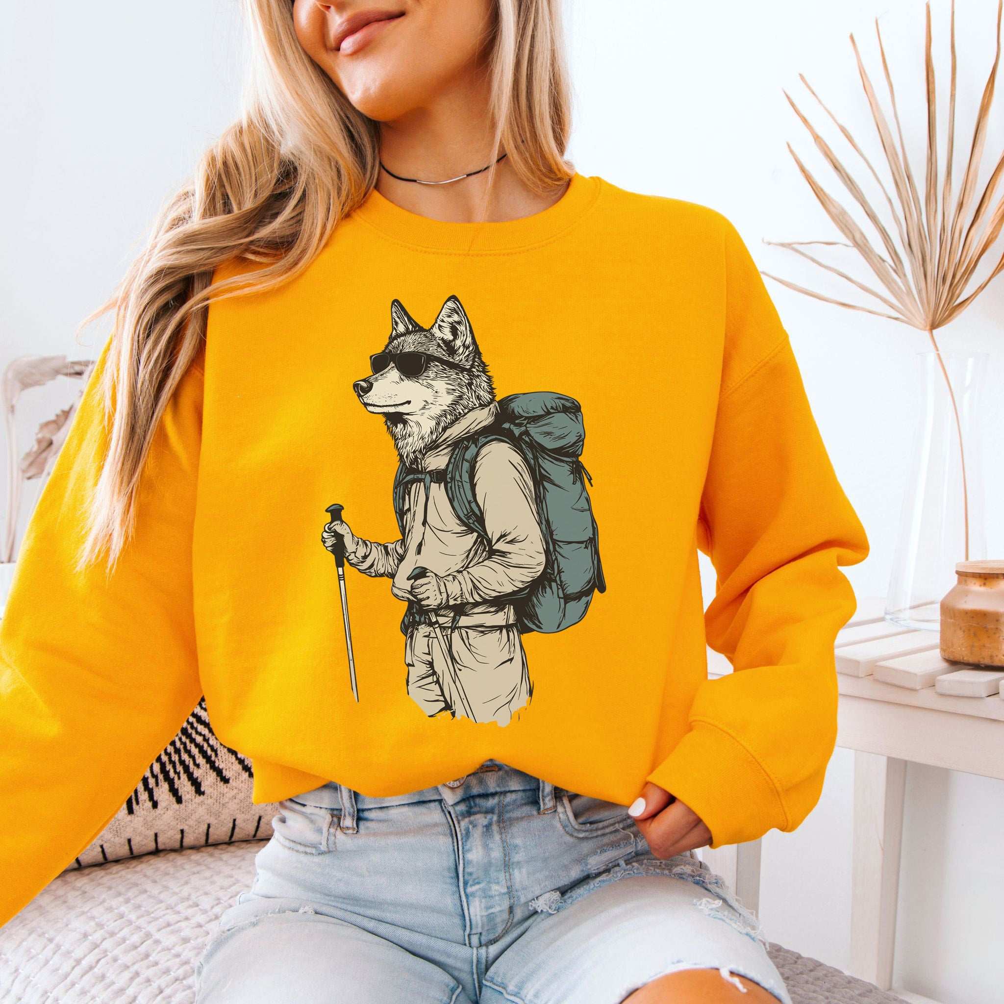 Hiking Wolf Sweatshirt – Funny Outdoor Gift for Trail Lovers & Wild Souls