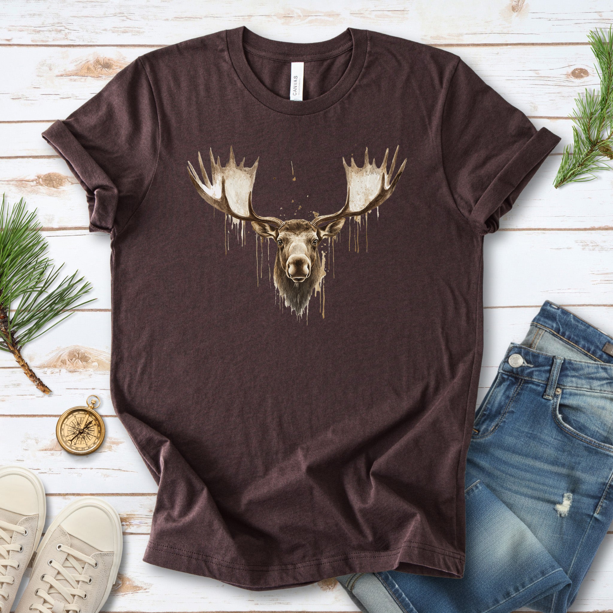 Watercolor Moose T-Shirt – Majestic Wildlife Nature Tee