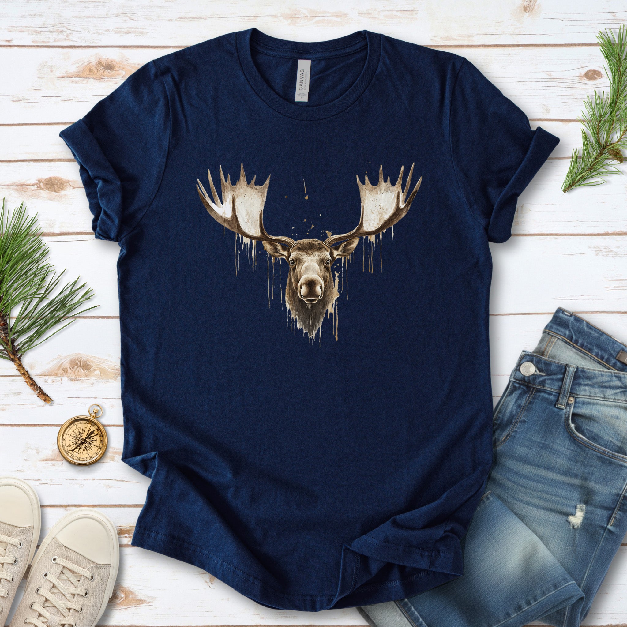 Watercolor Moose T-Shirt – Majestic Wildlife Nature Tee