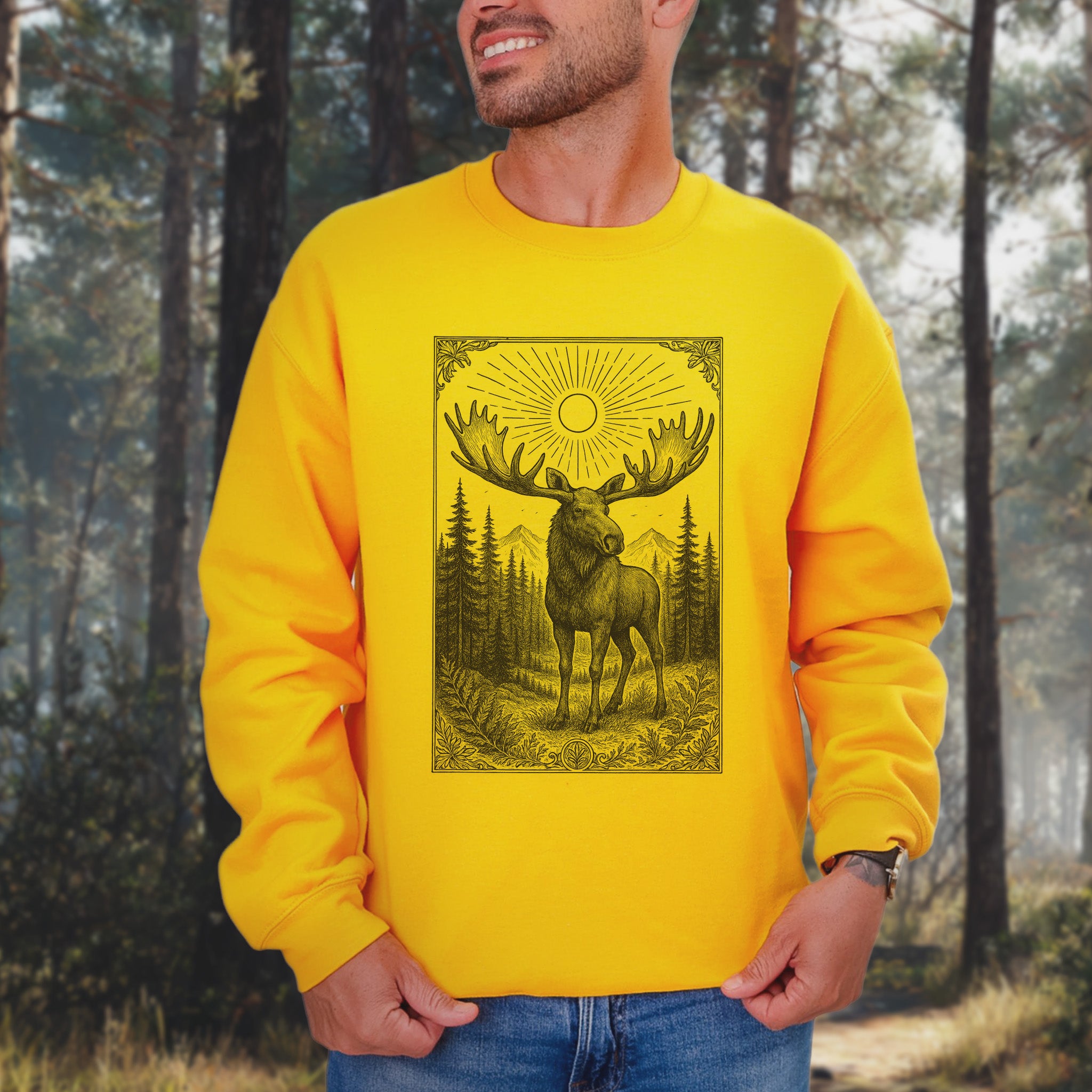 Mystic Moose Crewneck – Guardian of the Forest Wildlife Sweatshirt