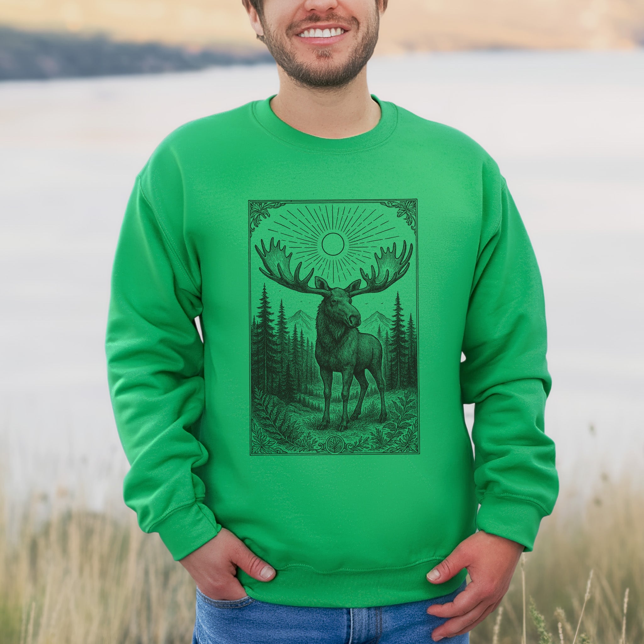 Mystic Moose Crewneck – Guardian of the Forest Wildlife Sweatshirt