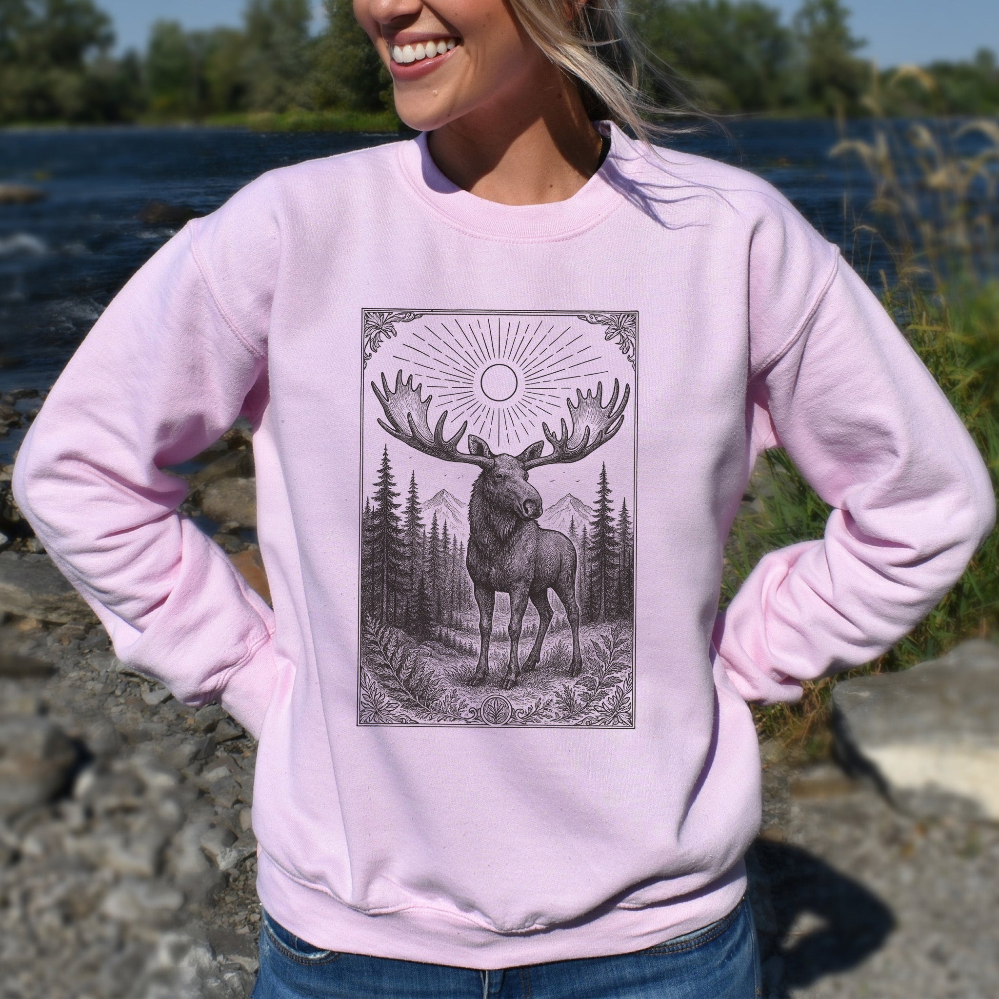 Mystic Moose Crewneck – Guardian of the Forest Wildlife Sweatshirt