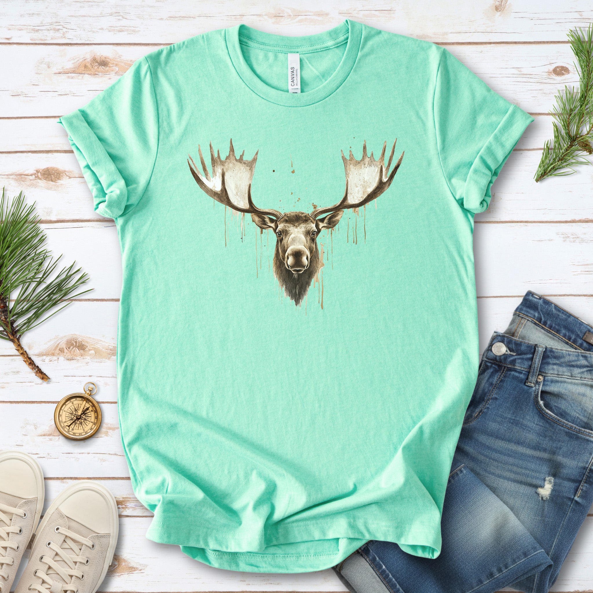Watercolor Moose T-Shirt – Majestic Wildlife Nature Tee
