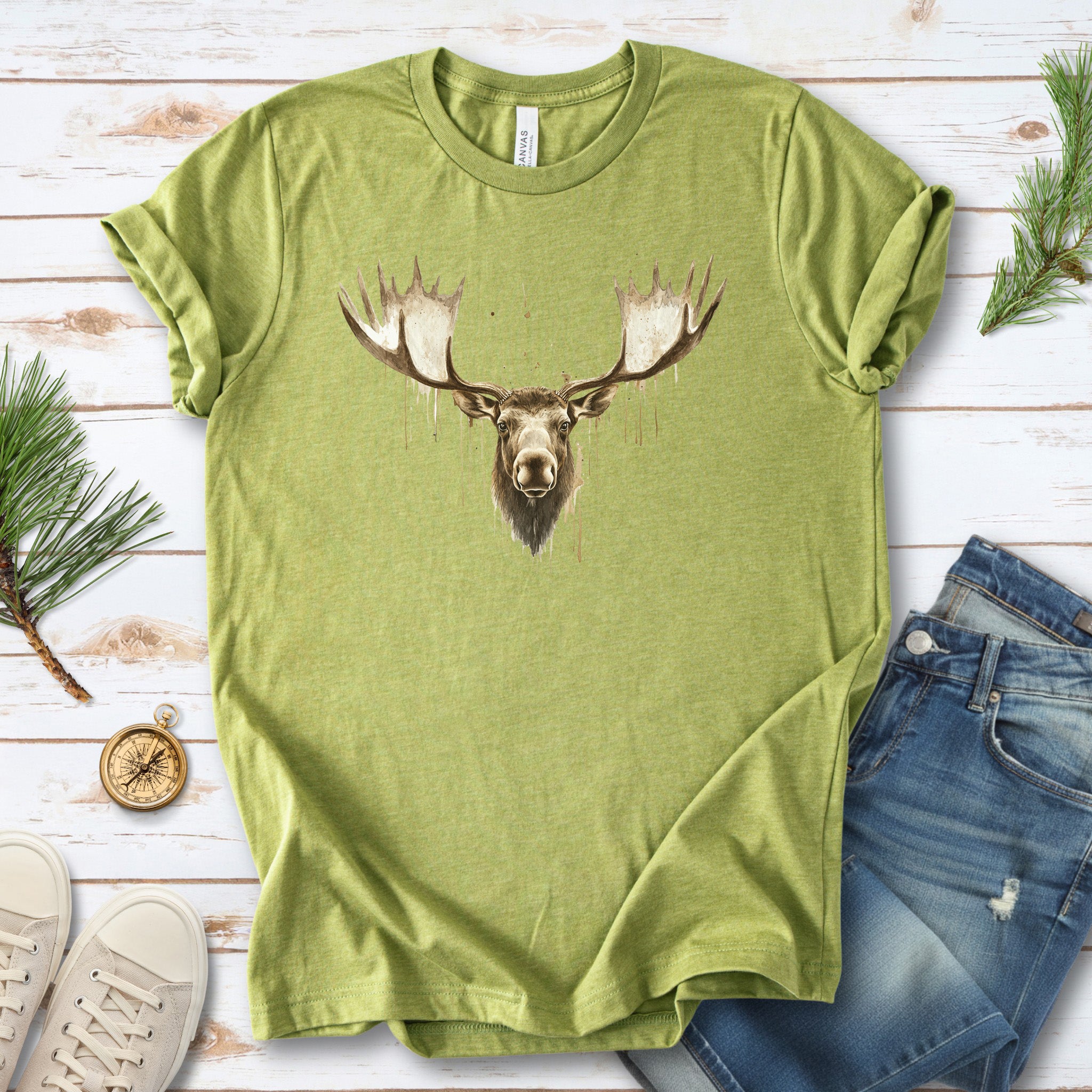 Watercolor Moose T-Shirt – Majestic Wildlife Nature Tee