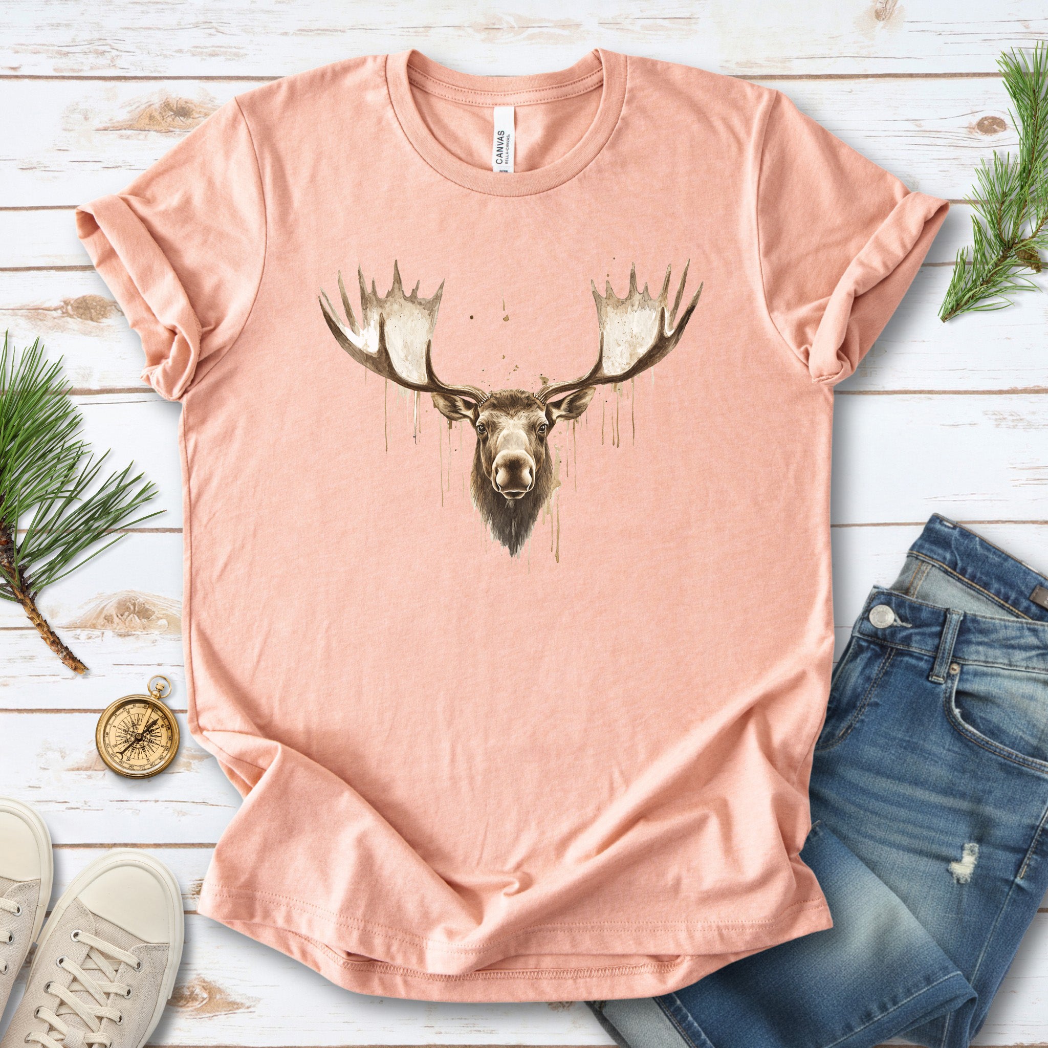 Watercolor Moose T-Shirt – Majestic Wildlife Nature Tee