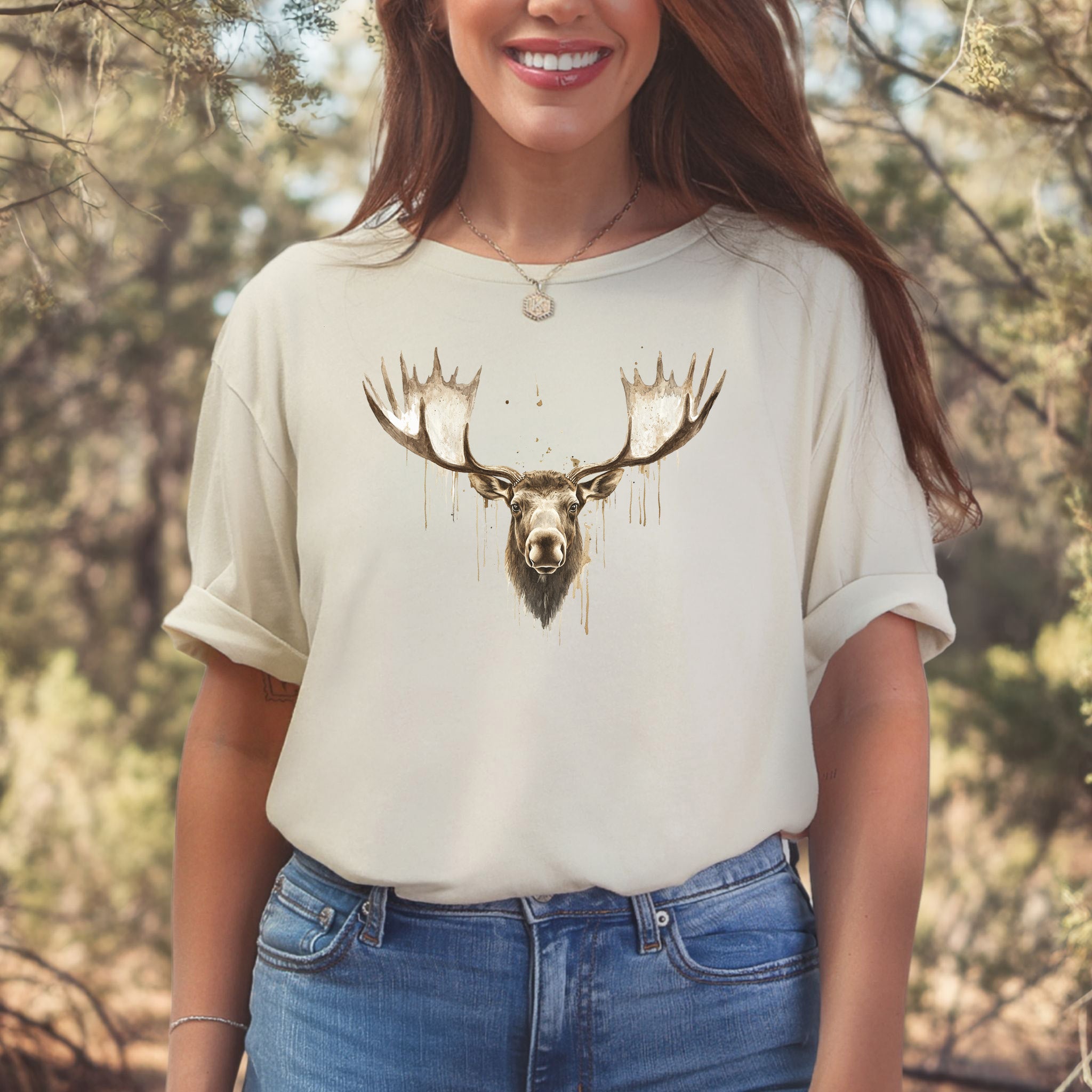 Watercolor Moose T-Shirt – Majestic Wildlife Nature Tee