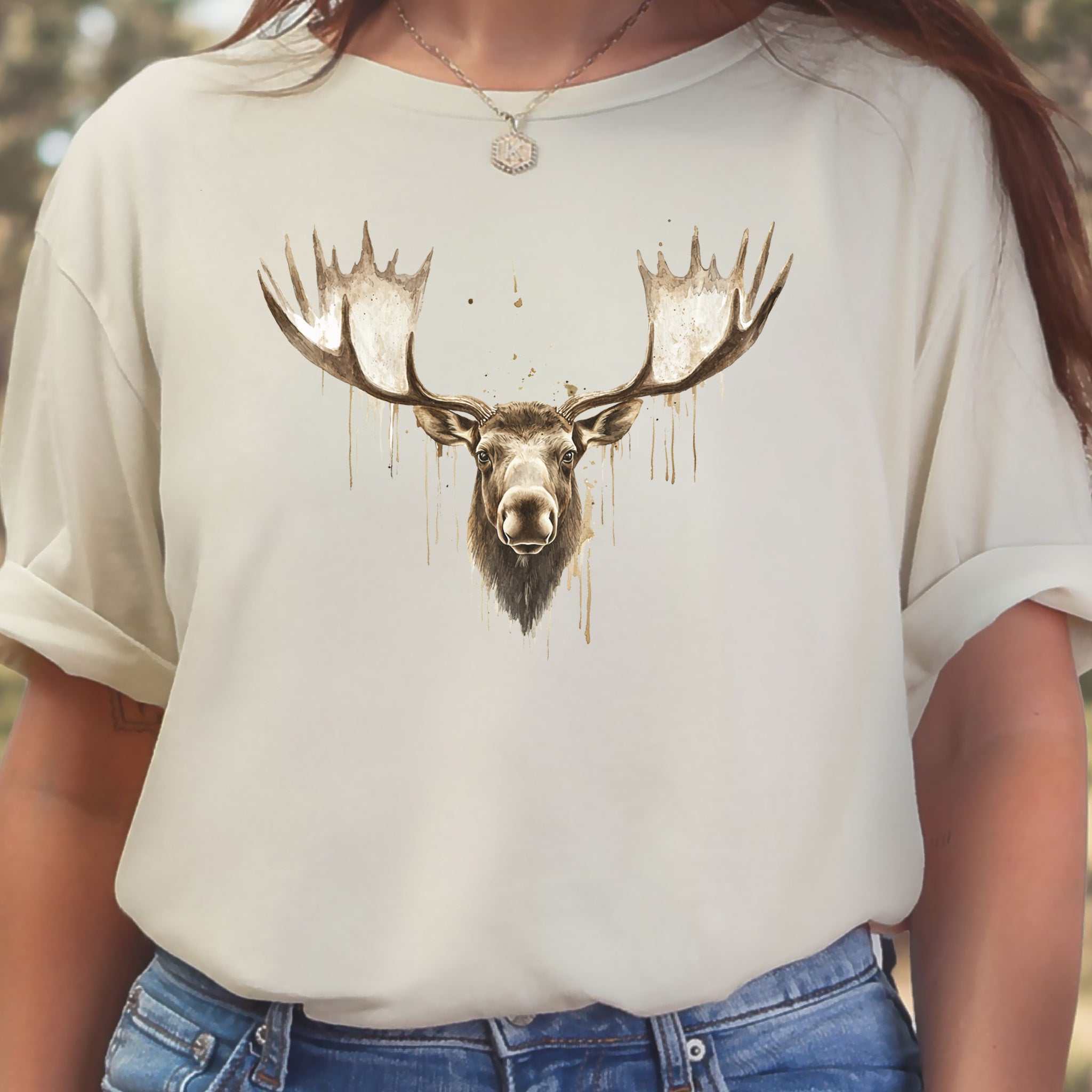 Watercolor Moose T-Shirt – Majestic Wildlife Nature Tee