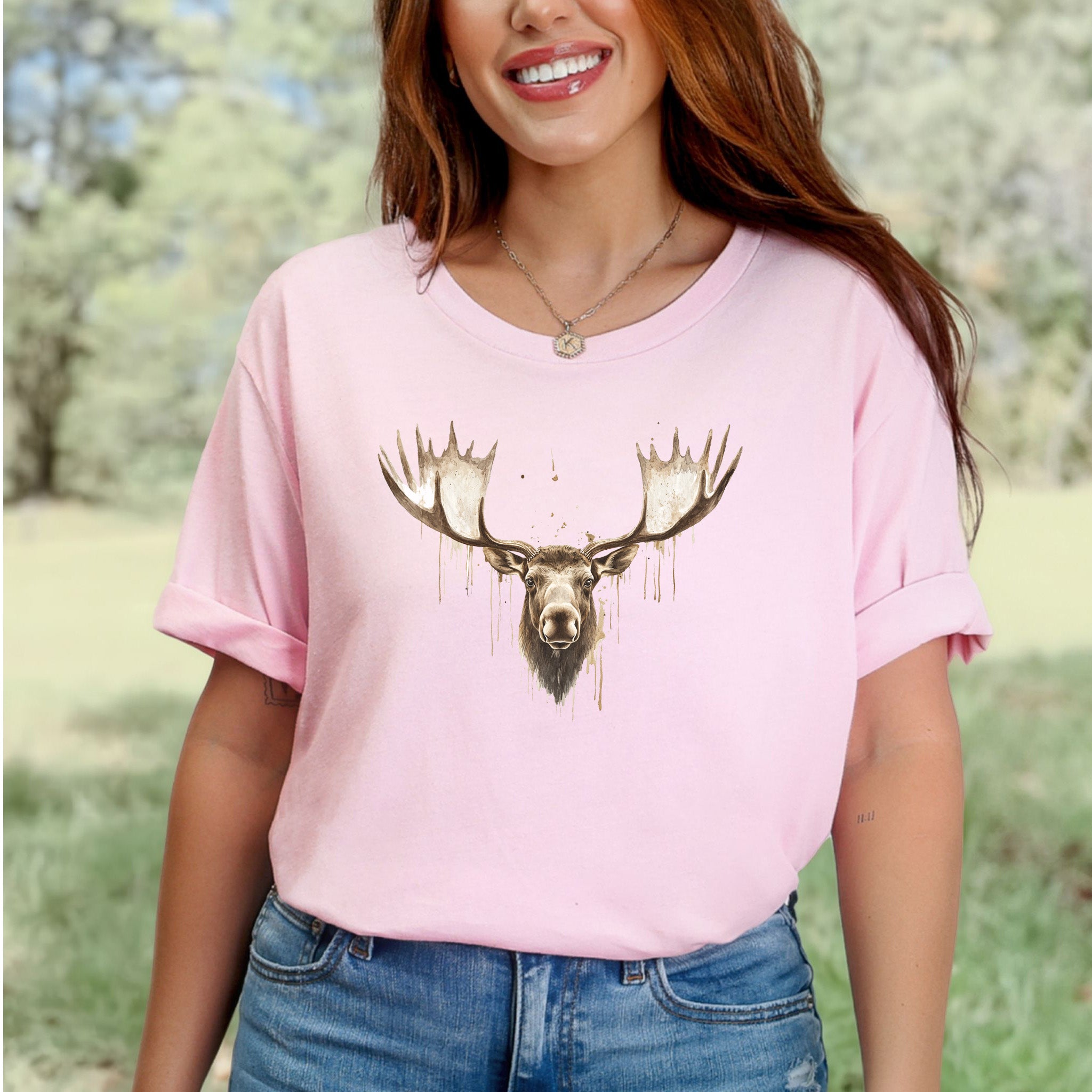 Watercolor Moose T-Shirt – Majestic Wildlife Nature Tee