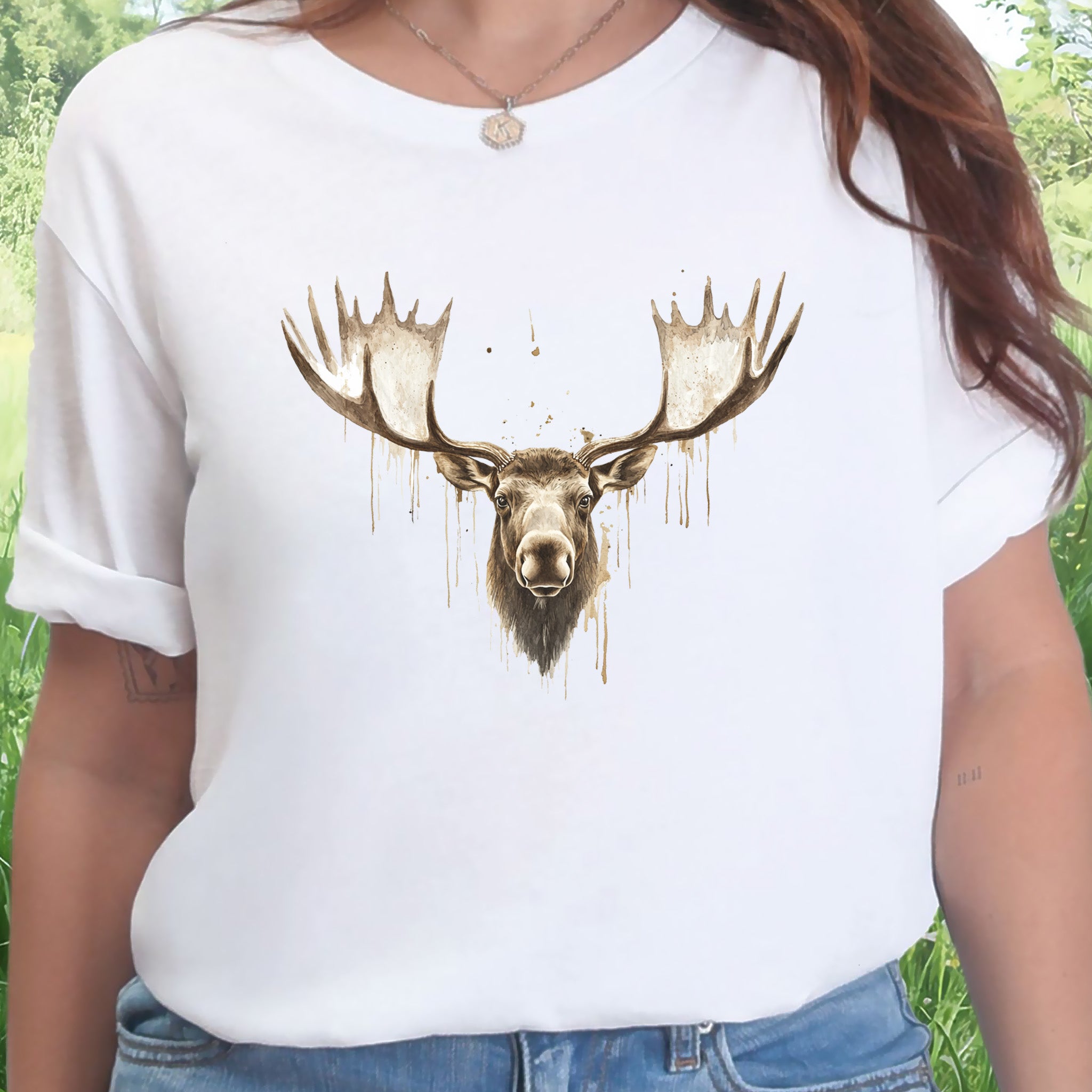 Watercolor Moose T-Shirt – Majestic Wildlife Nature Tee