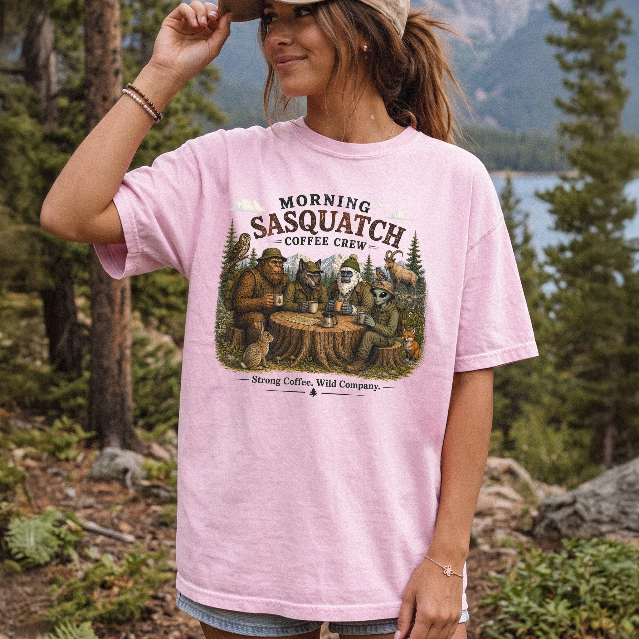 Morning Sasquatch Coffee Crew Comfort Colors Shirt – Cryptid Coffee Tee
