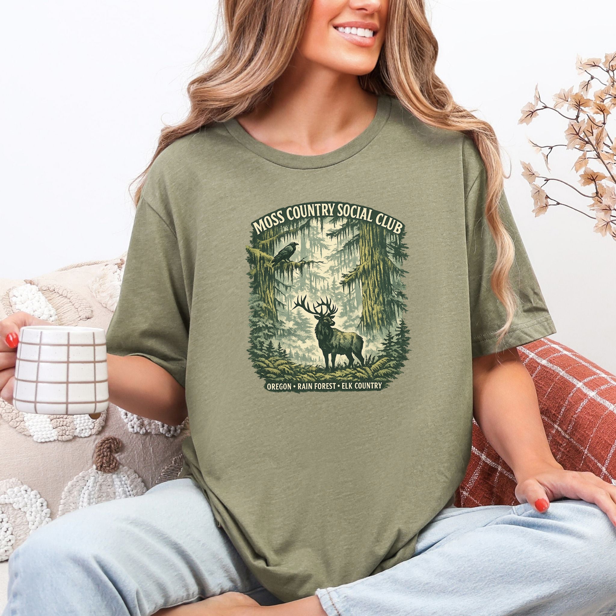 Oregon Moss Country Elk Shirt – Vintage Rain Forest T-Shirt