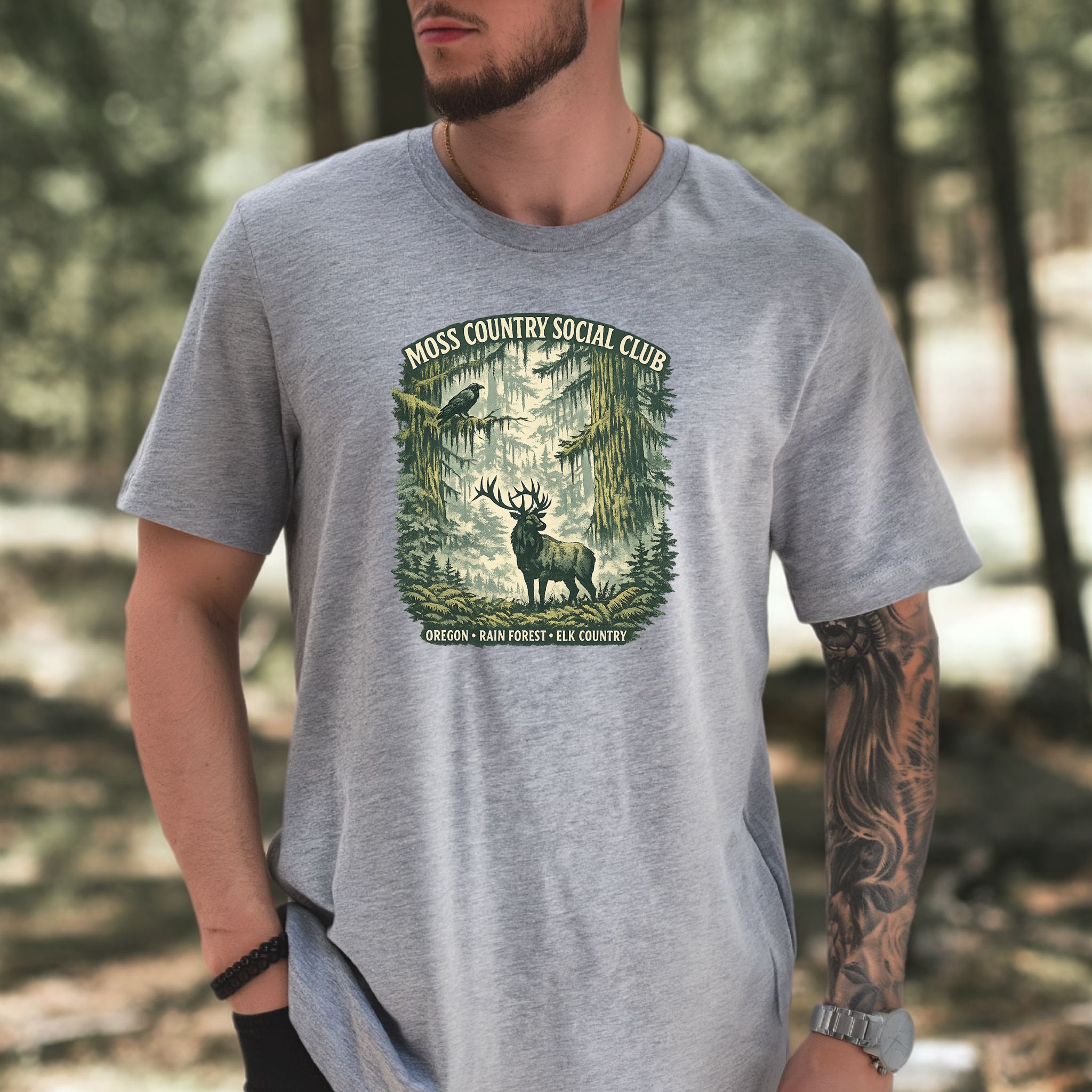 Oregon Moss Country Elk Shirt – Vintage Rain Forest T-Shirt