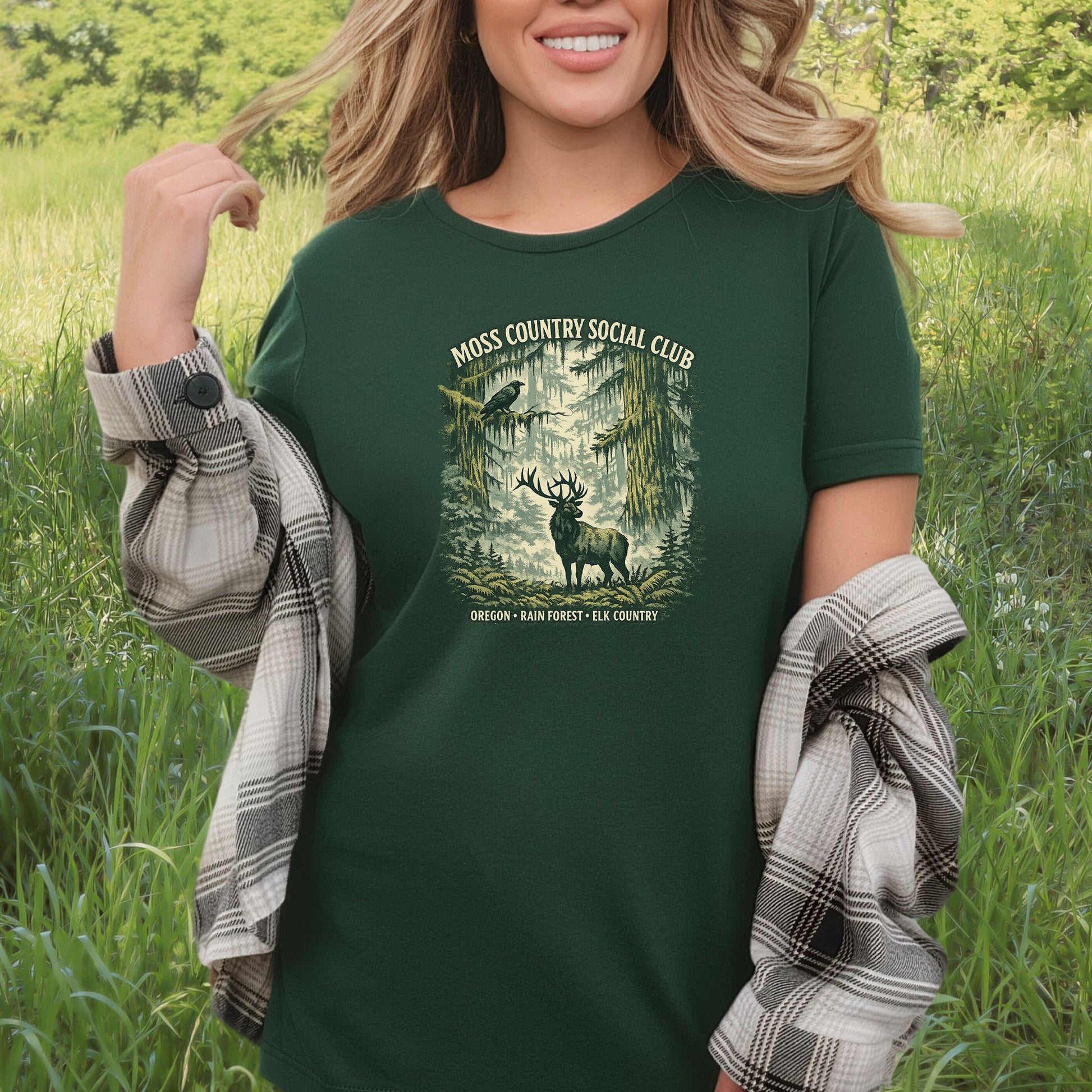 Oregon Moss Country Elk Shirt – Vintage Rain Forest T-Shirt
