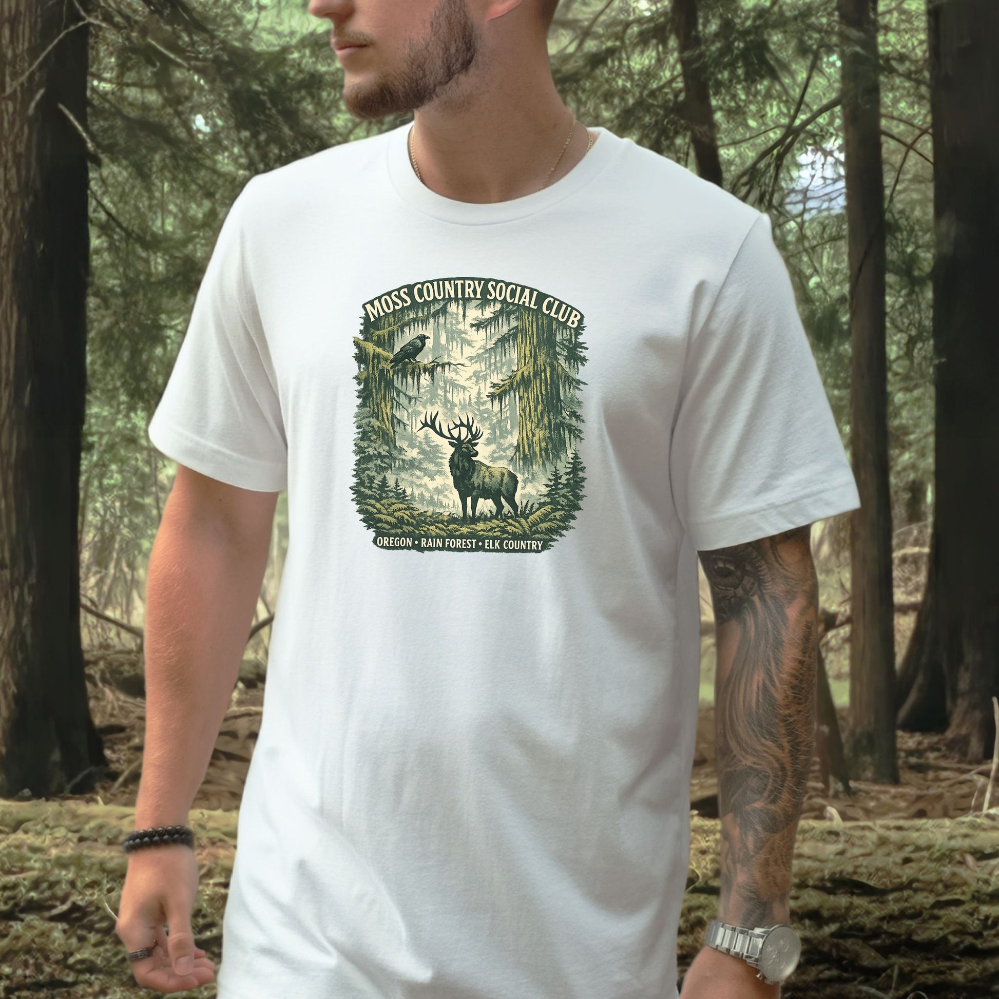 Oregon Moss Country Elk Shirt – Vintage Rain Forest T-Shirt