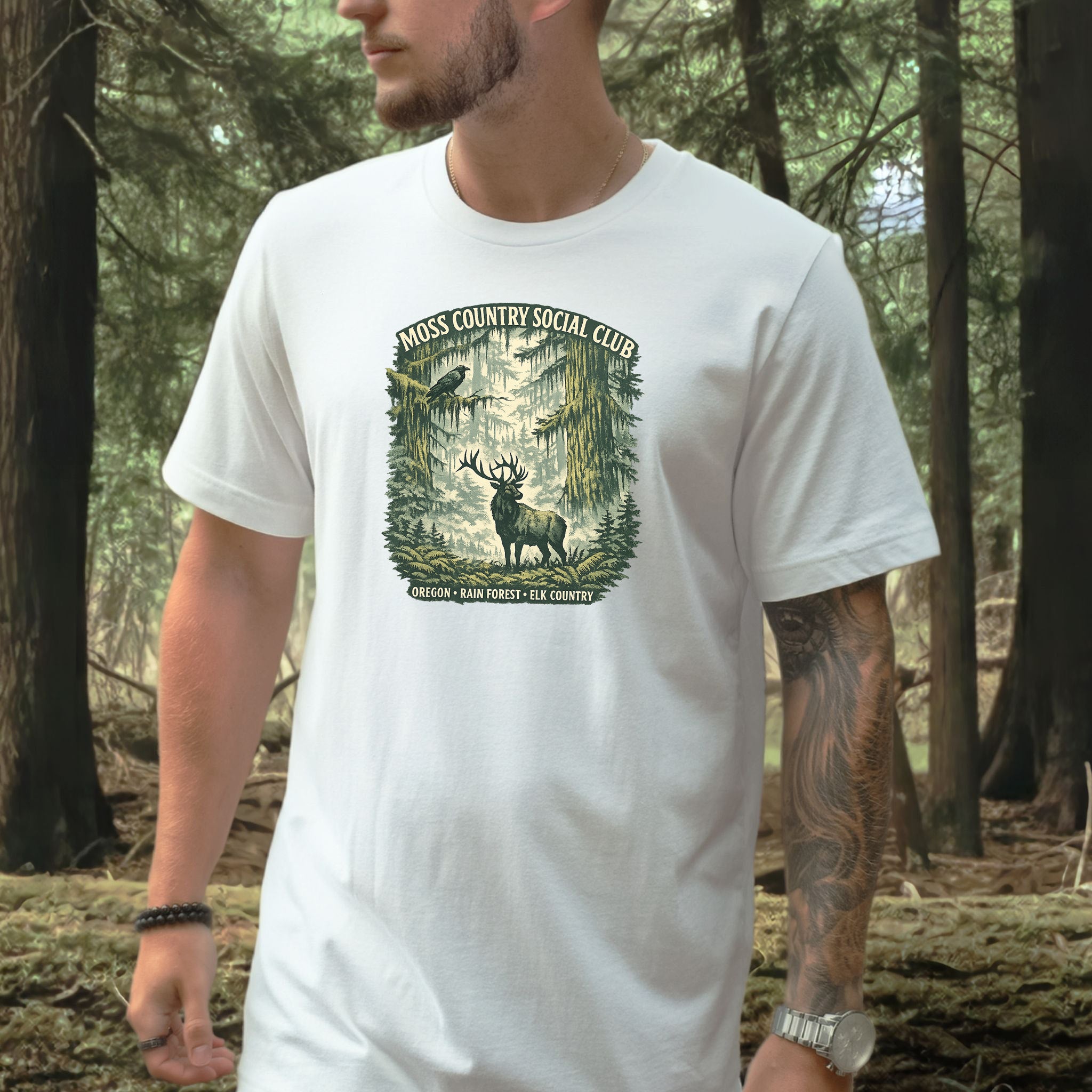 Oregon Moss Country Elk Shirt – Vintage Rain Forest T-Shirt