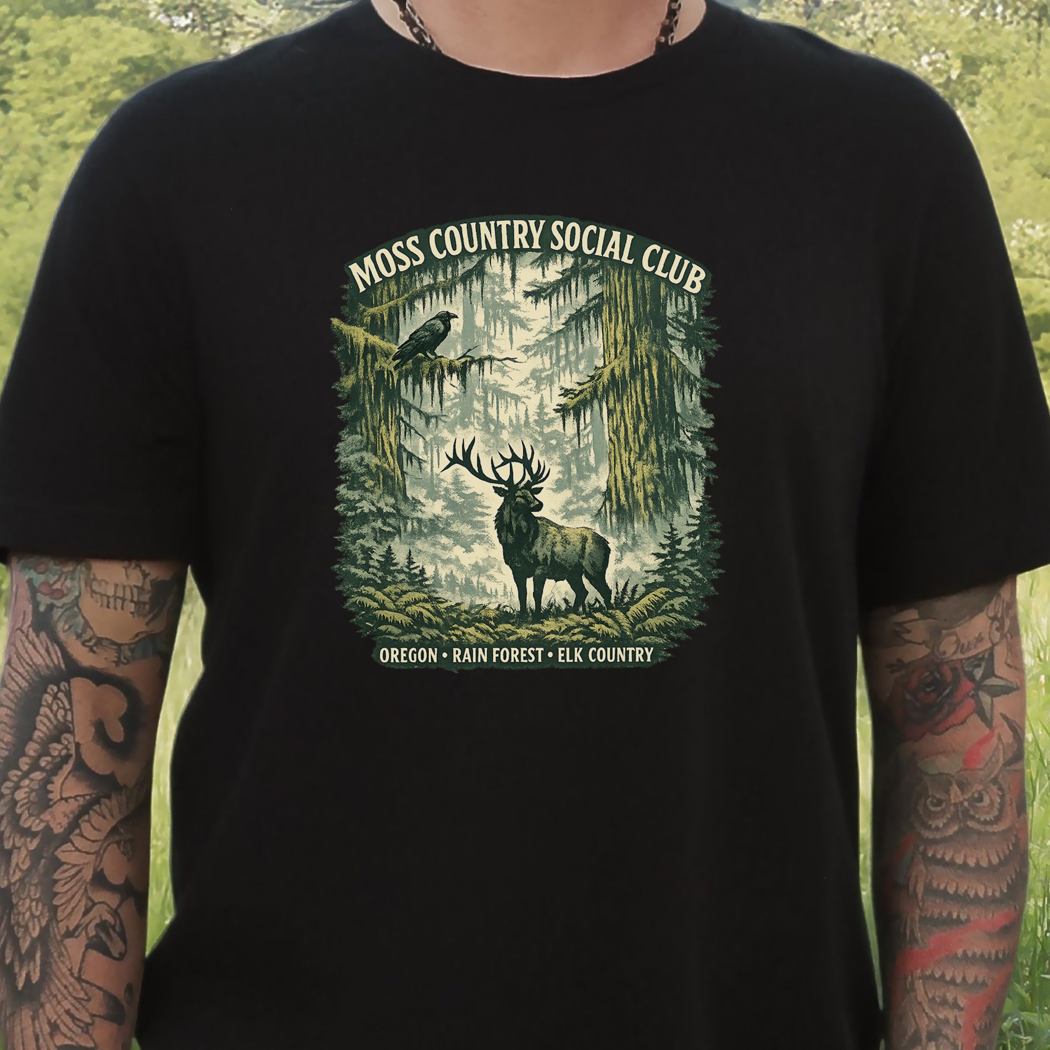 Oregon Moss Country Elk Shirt – Vintage Rain Forest T-Shirt