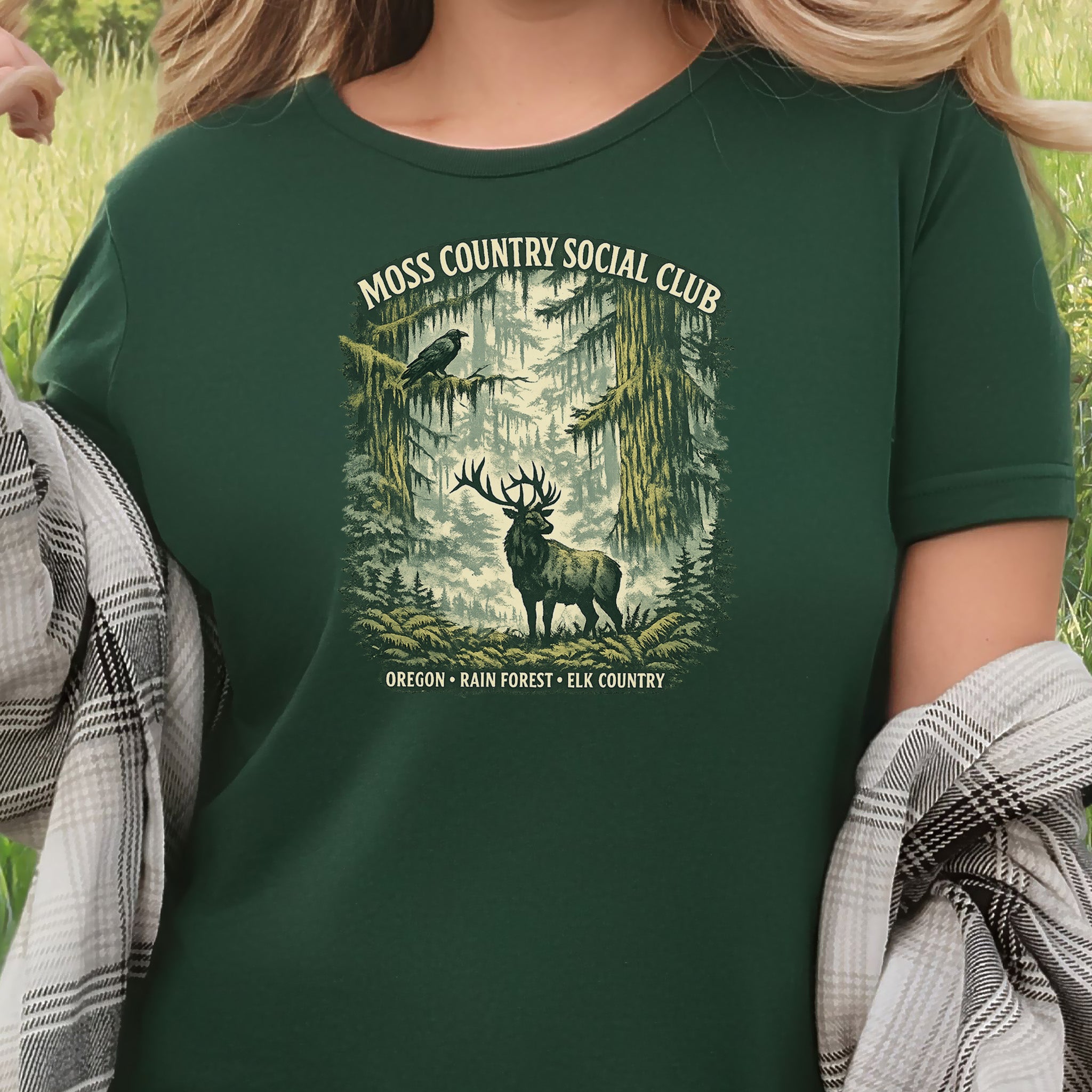 Oregon Moss Country Elk Shirt – Vintage Rain Forest T-Shirt