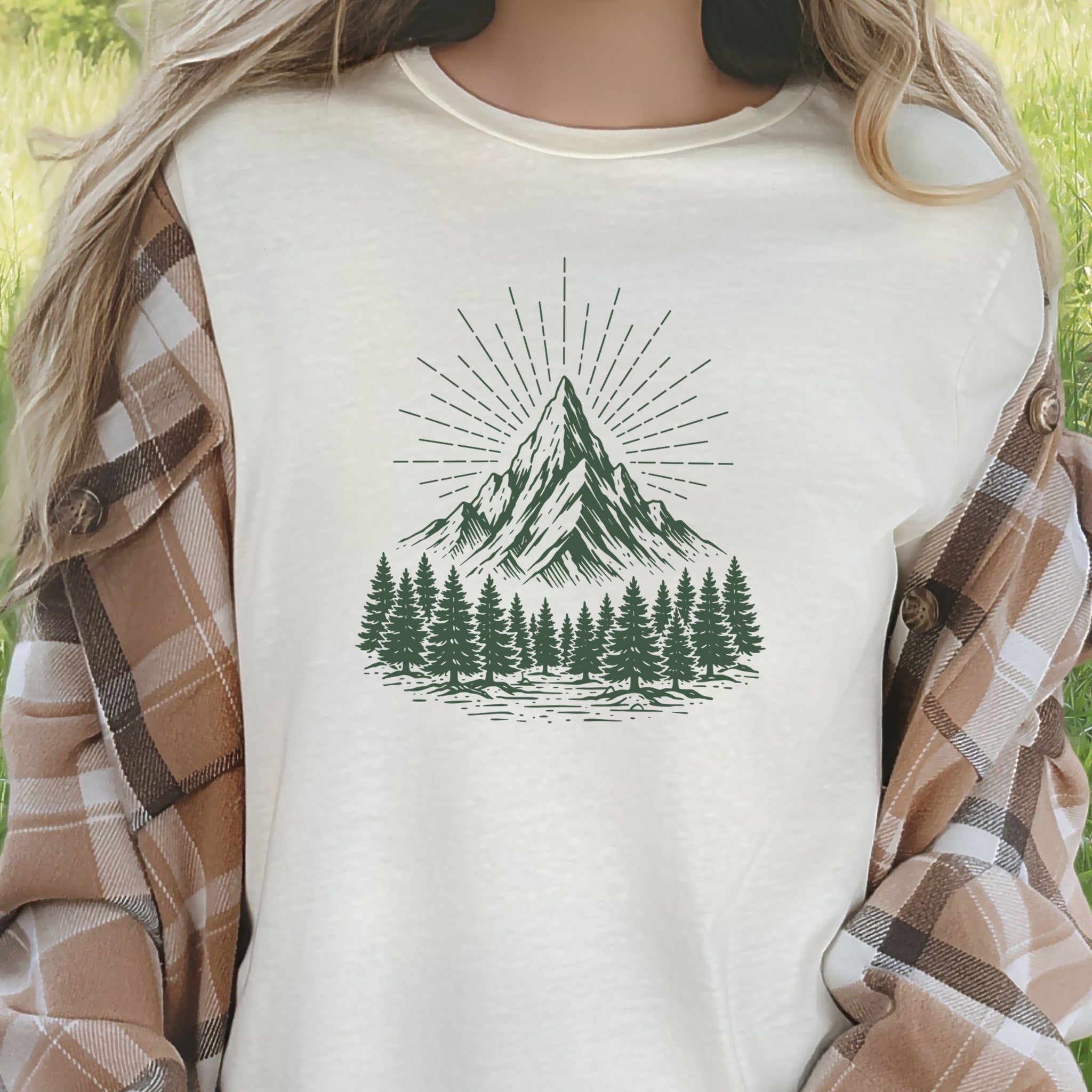 Mountain Light T-Shirt – Minimalist Alpine Forest Landscape Tee