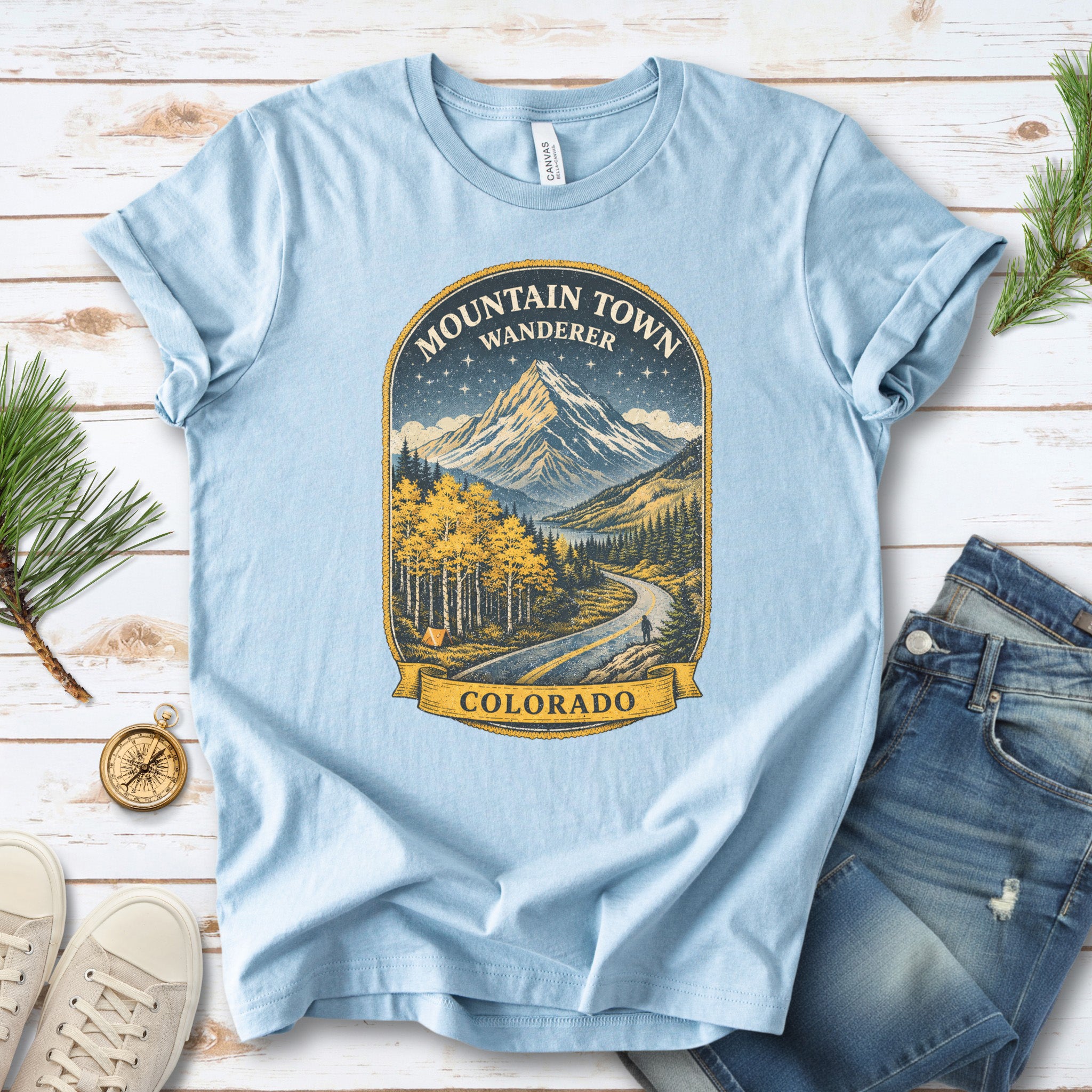 Colorado Mountain Town Wanderer Shirt – Retro Rockies T-Shirt