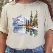 Mountain Watercolor T-Shirt – Alpine Lake Escape & Forestcore Art Tee