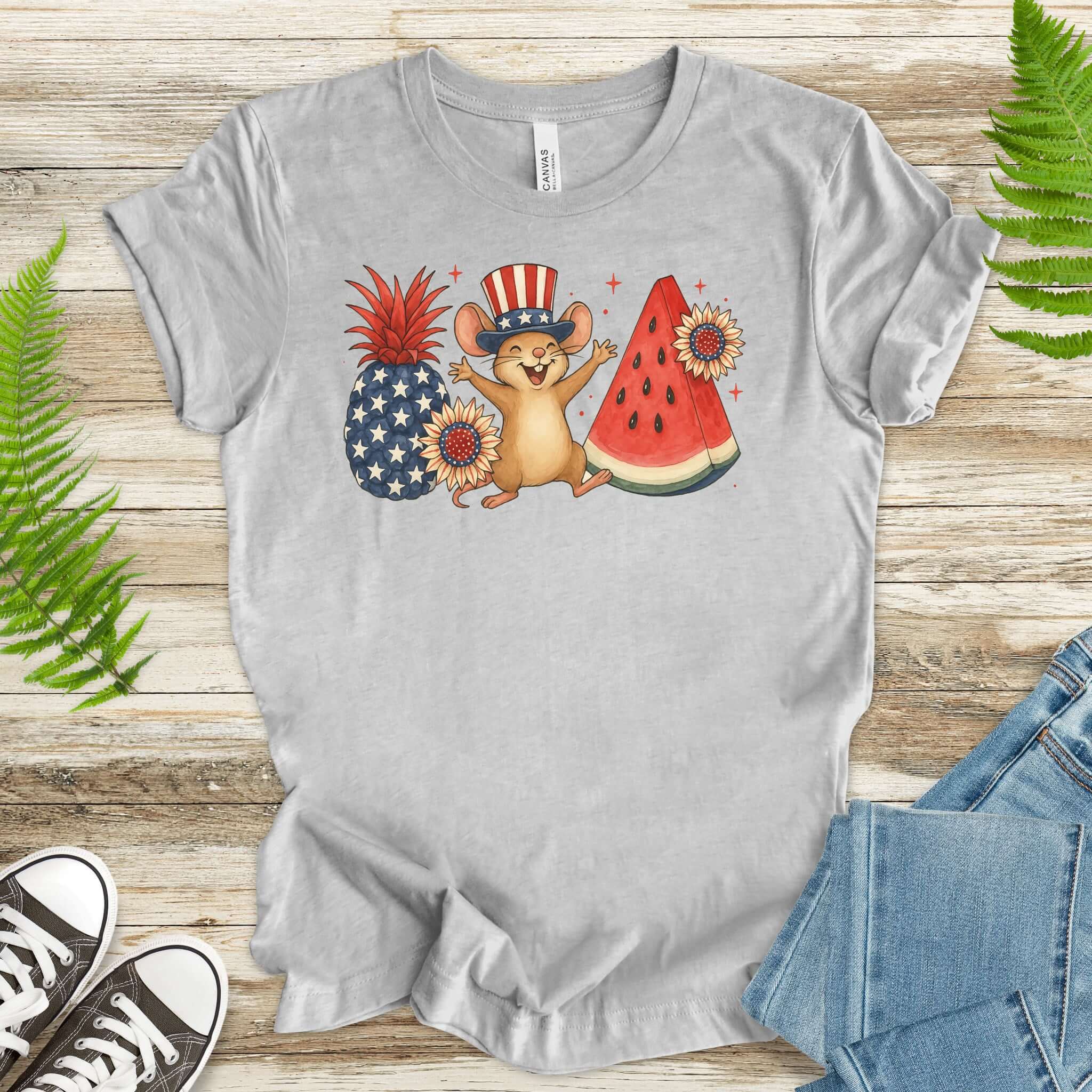 Patriotic Mouse & Fruit 4th of July T-Shirt
