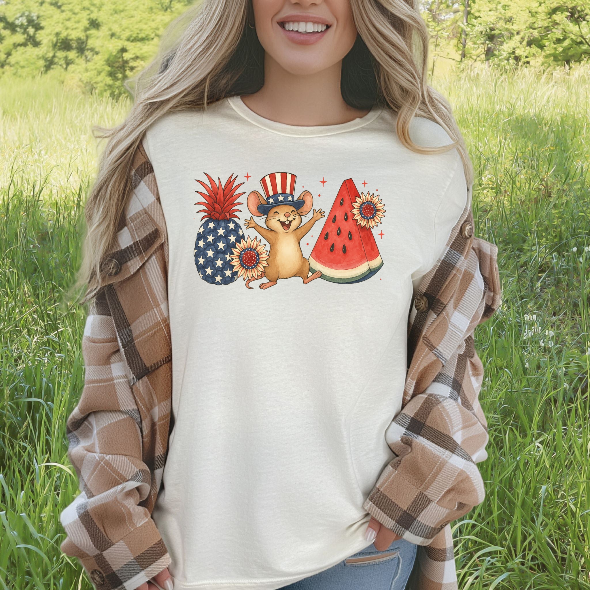 Patriotic Mouse & Fruit 4th of July T-Shirt