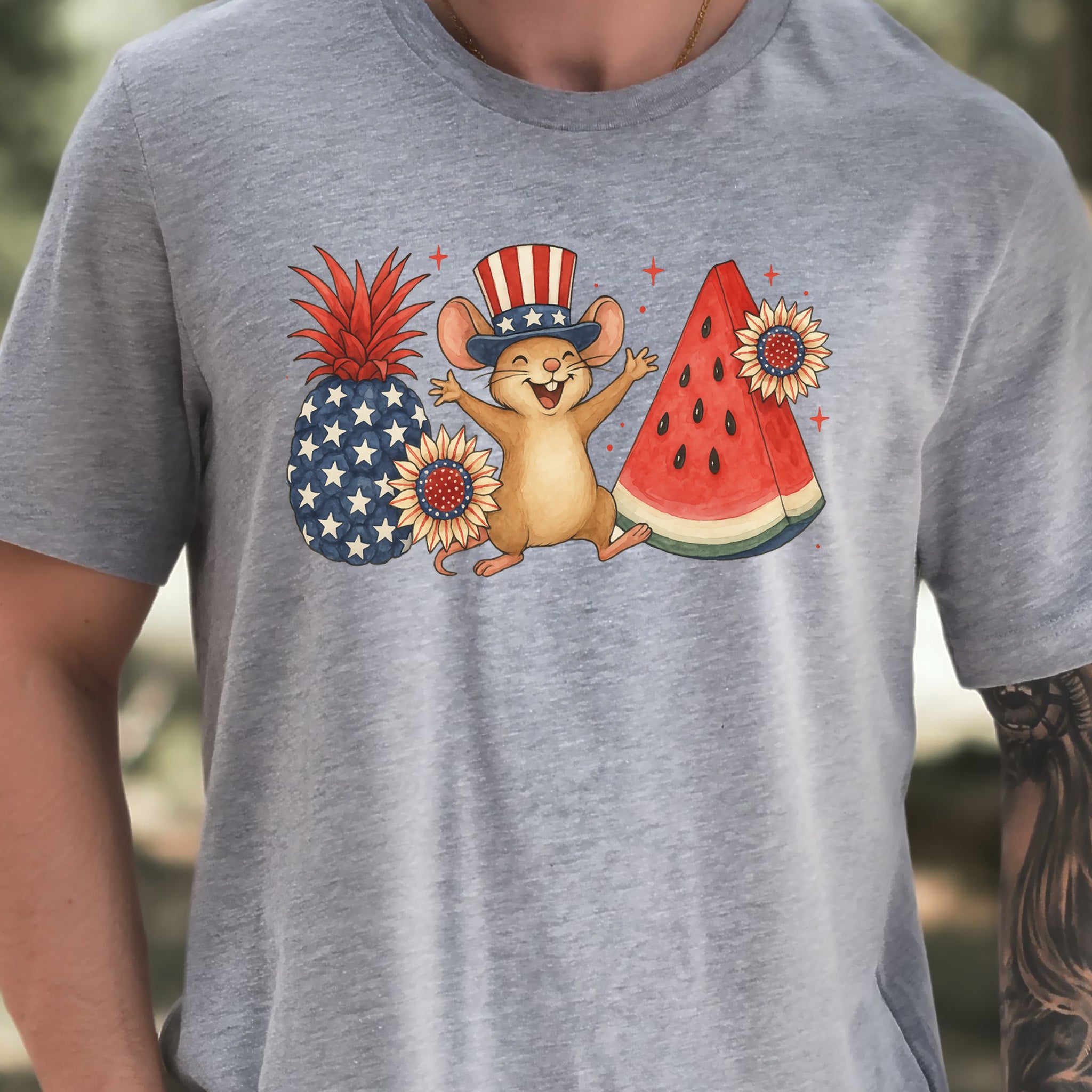 Patriotic Mouse & Fruit 4th of July T-Shirt
