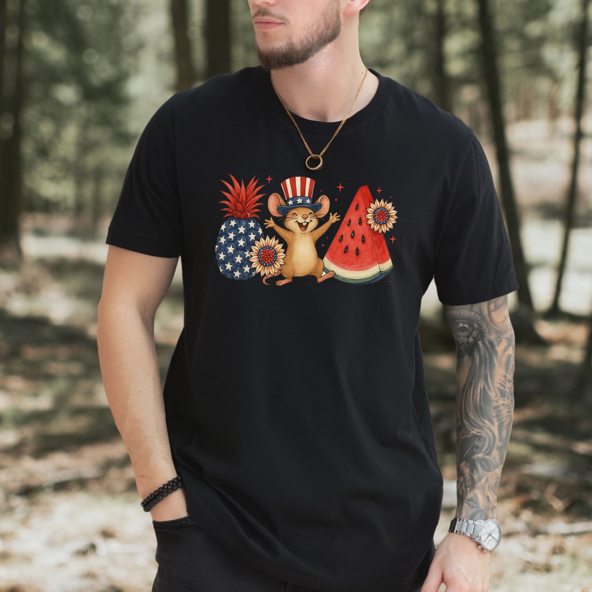 Patriotic Mouse & Fruit 4th of July T-Shirt