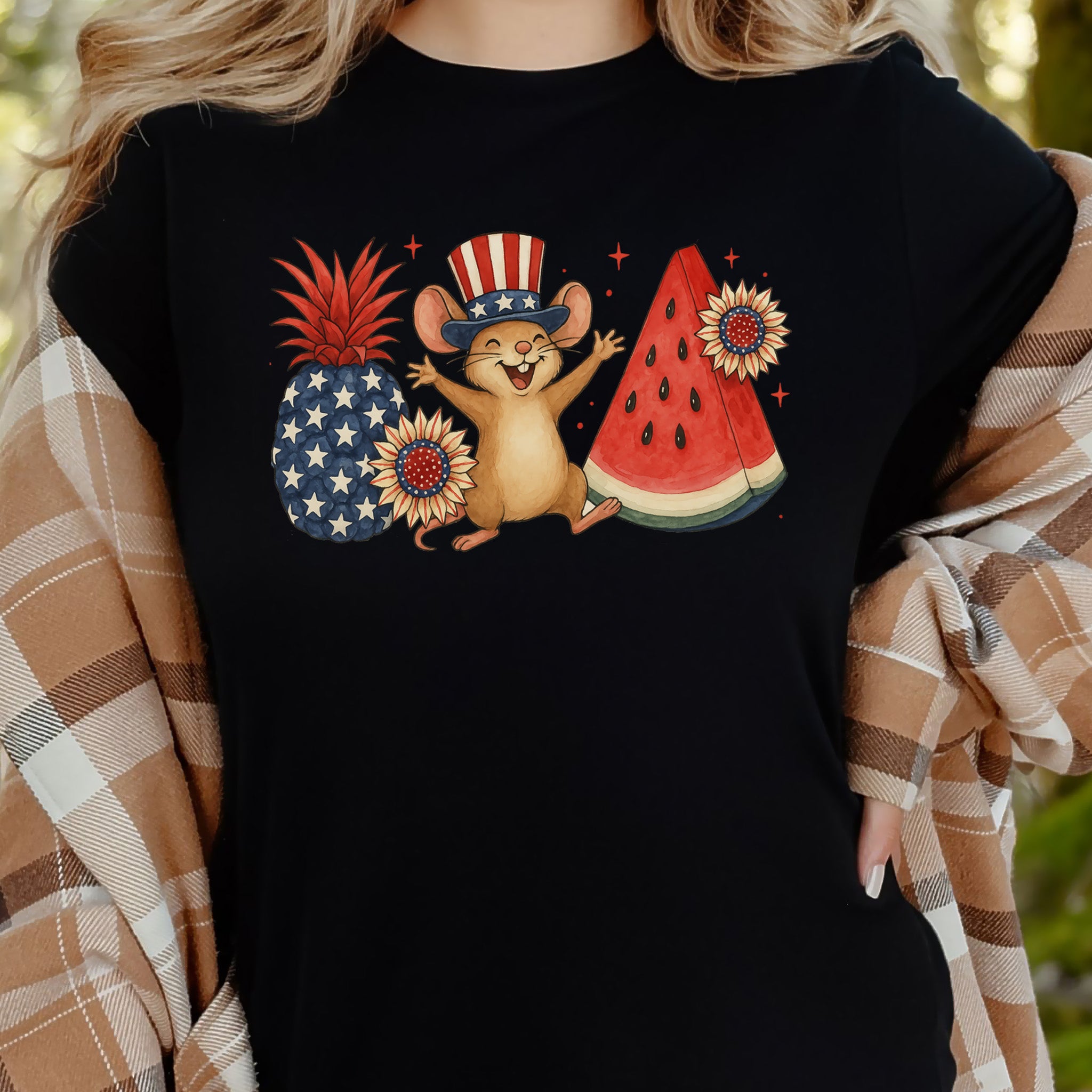 Patriotic Mouse & Fruit 4th of July T-Shirt
